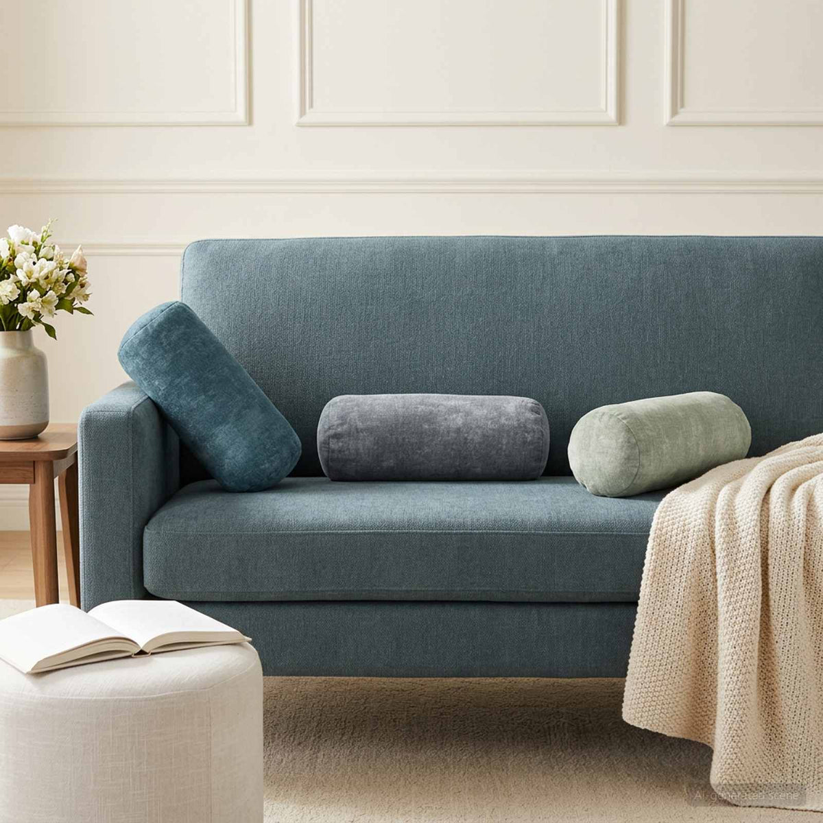 Cushion Cover 6 pcs HEERLEN Green Ø 15 x 40 cm Chenille Fabric