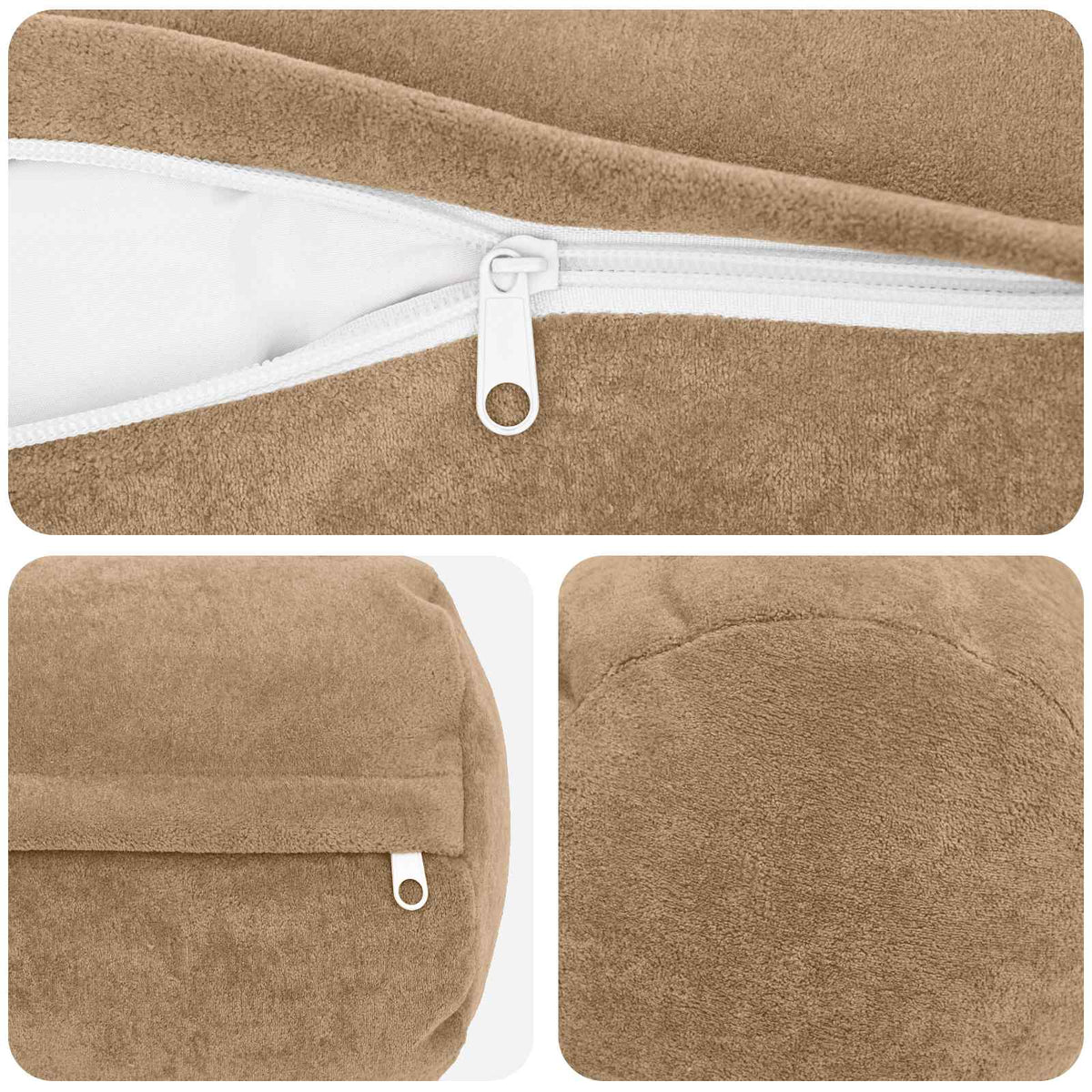 Cushion Cover 6 pcs HEERLEN Taupe Ø 15 x 40 cm