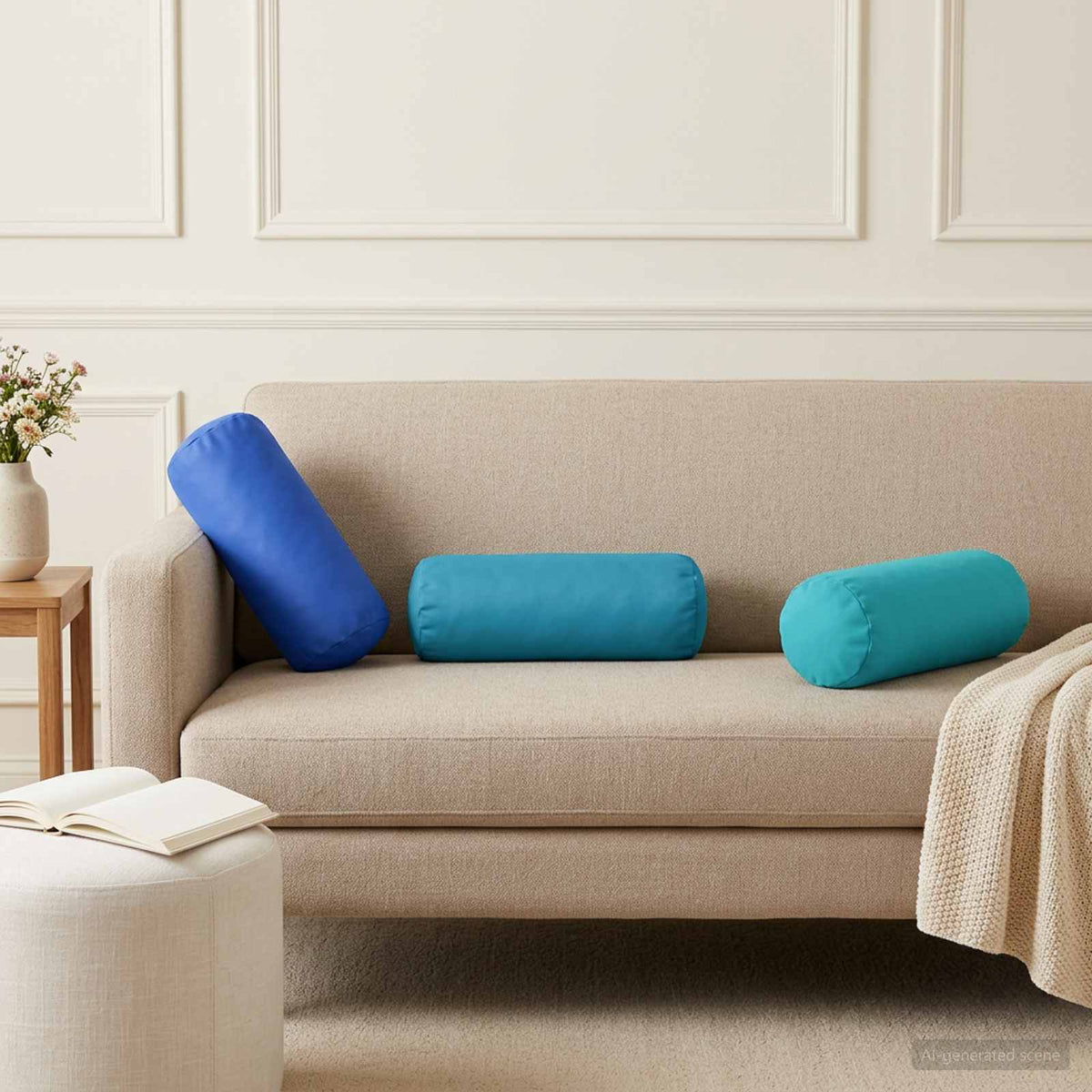 Throw Pillow 2 pcs HEERLEN Royal Blue Dia. 15 x 40 cm Polyester