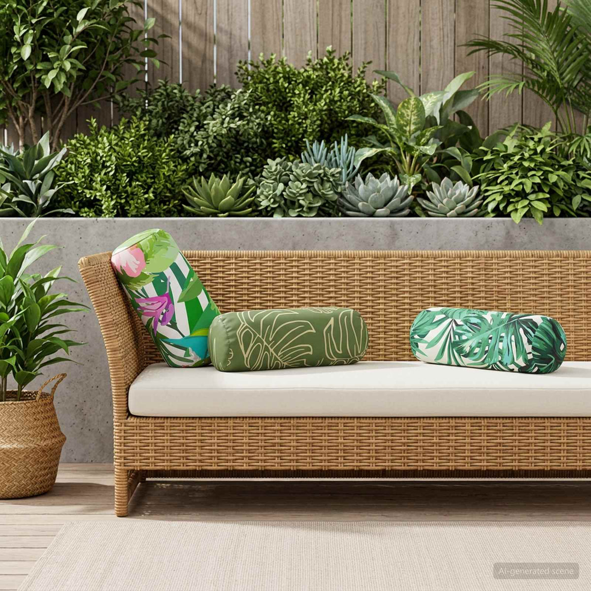 Throw Pillow 2 pcs HEERLEN Leaf Pattern Dia. 15 x 40 cm