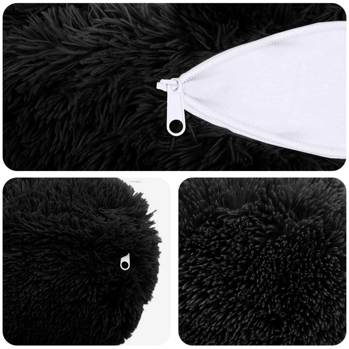 Cushion Cover 6 pcs HEERLEN Black Ø 15 x 40 cm PV Fleece