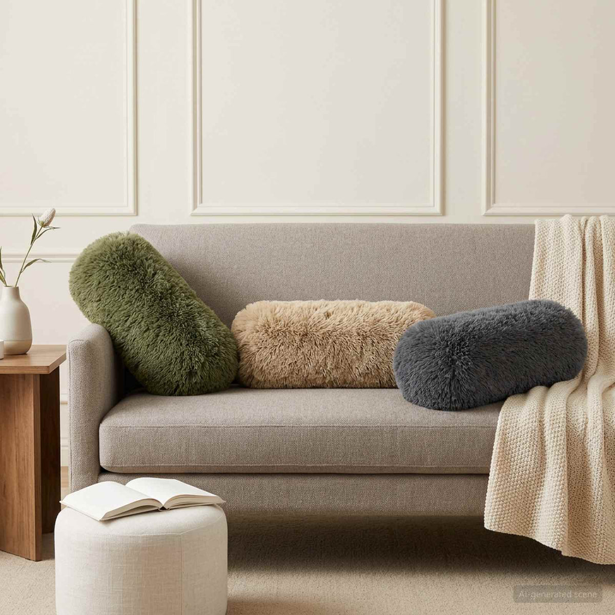 Cushion Cover 6 pcs HEERLEN Green Ø 15 x 40 cm PV Fleece