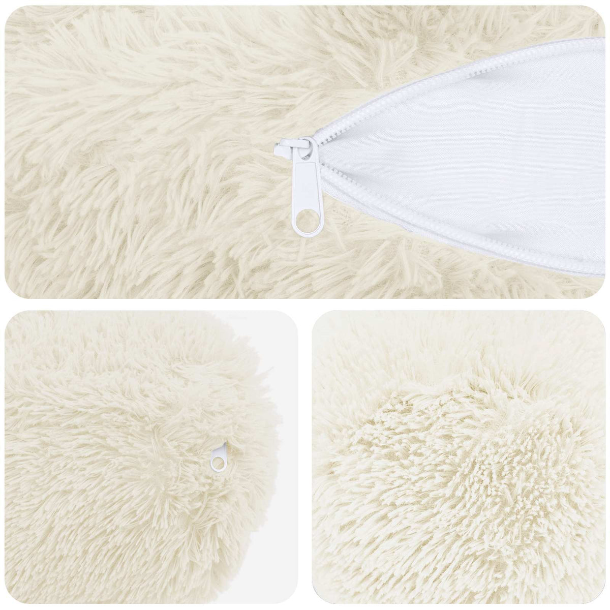 Cushion Cover 6 pcs HEERLEN White Ø 15 x 40 cm PV Fleece