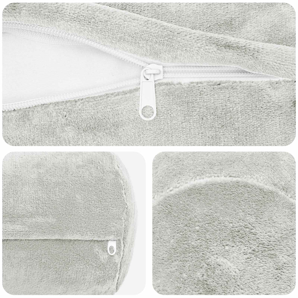 Cushion Cover 6 pcs HEERLEN Light Grey Dia. 15 x 40 cm Flannel