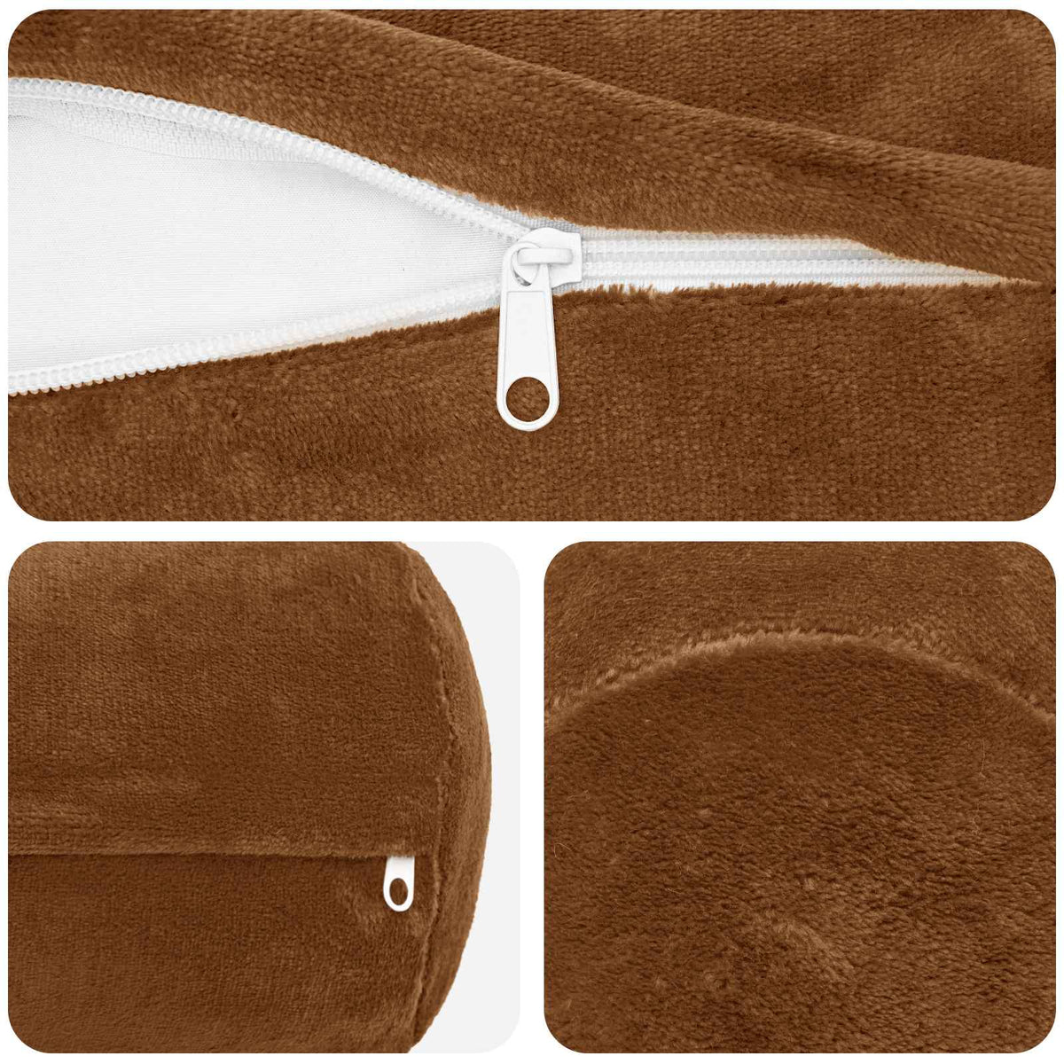 Cushion Cover 6 pcs HEERLEN Light Brown Dia. 15 x 40 cm Flannel
