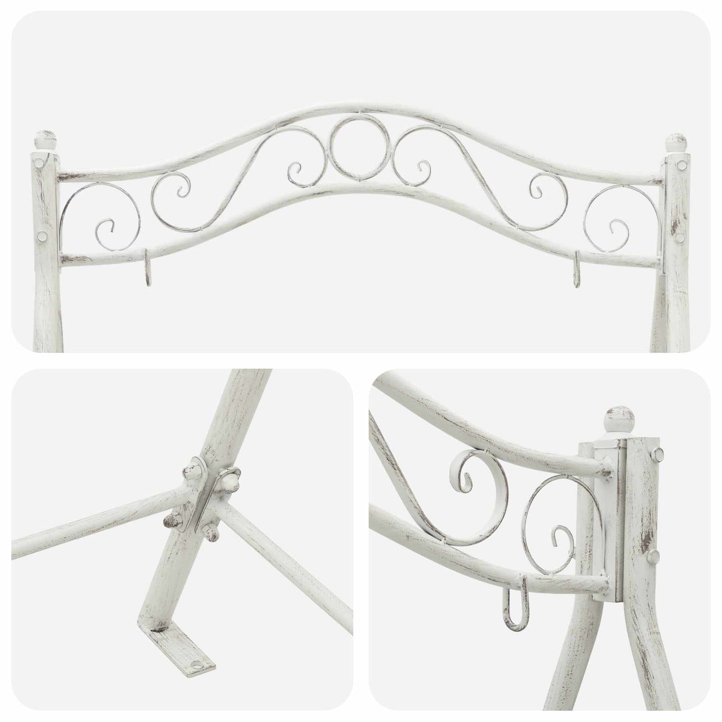 Swing Bench Steel 113 x 121.5 x 168 cm Antique White