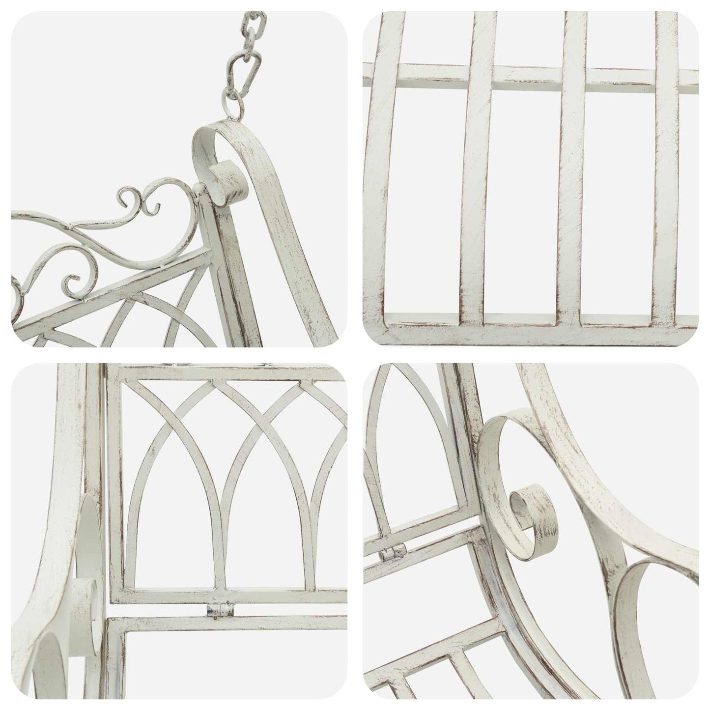 Swing Bench Steel 113 x 121.5 x 168 cm Antique White