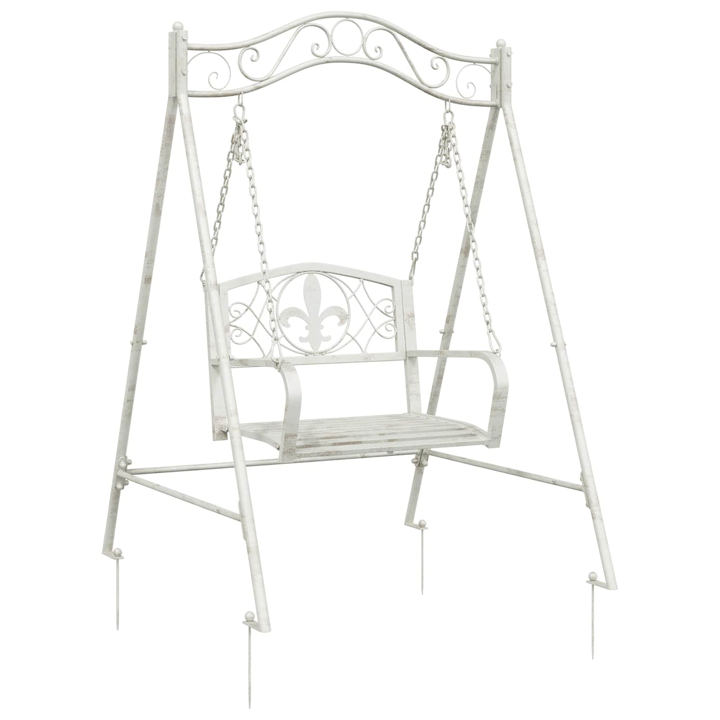 Swing Bench Steel 113 x 121.5 x 168 cm Antique White