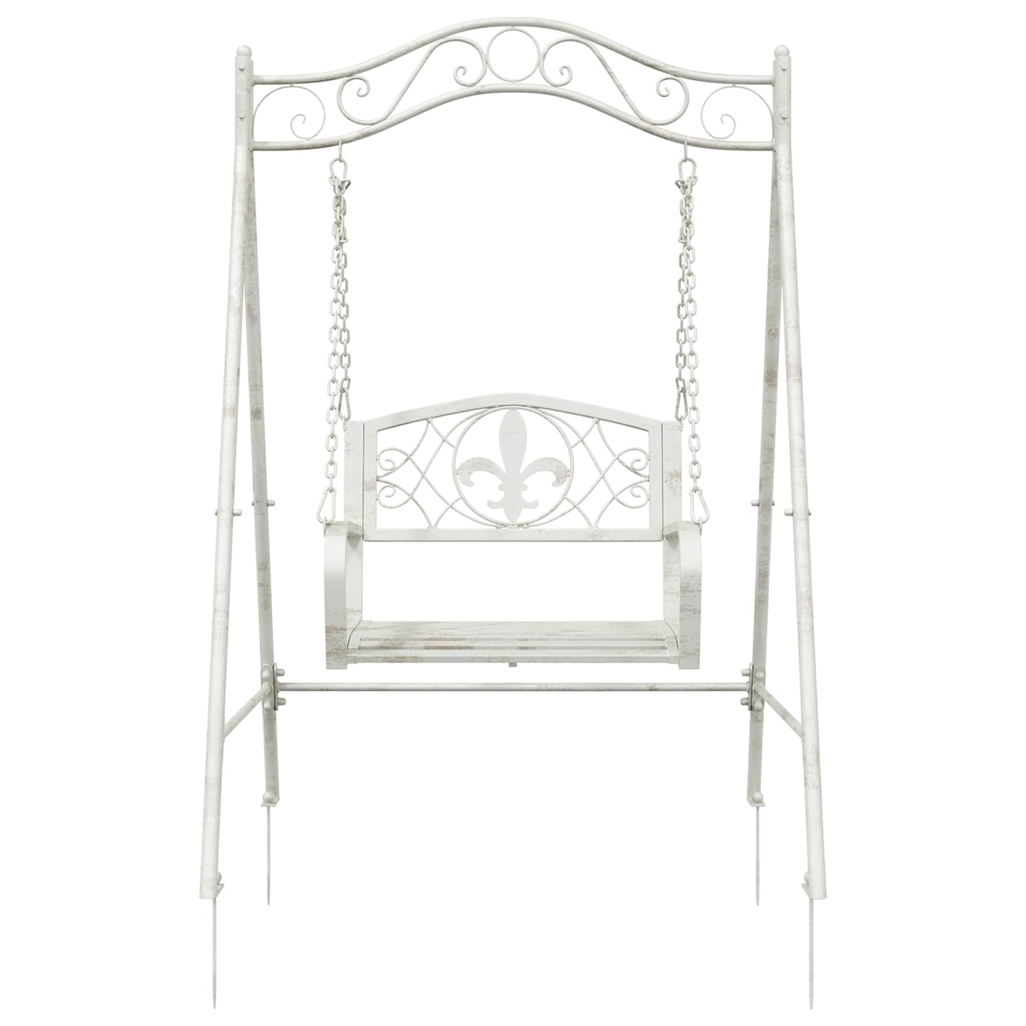Swing Bench Steel 113 x 121.5 x 168 cm Antique White
