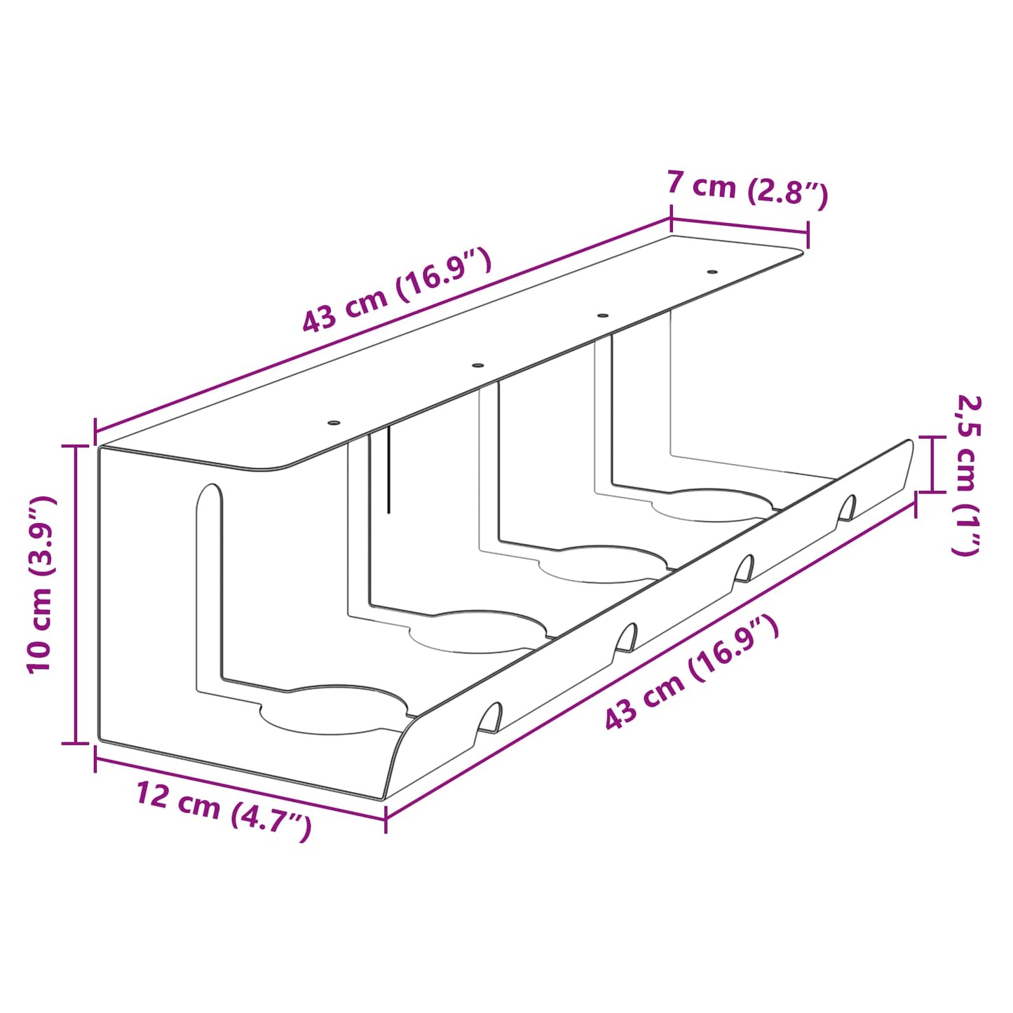 Under Desk Cable Management Tray 2 pcs Anthracite