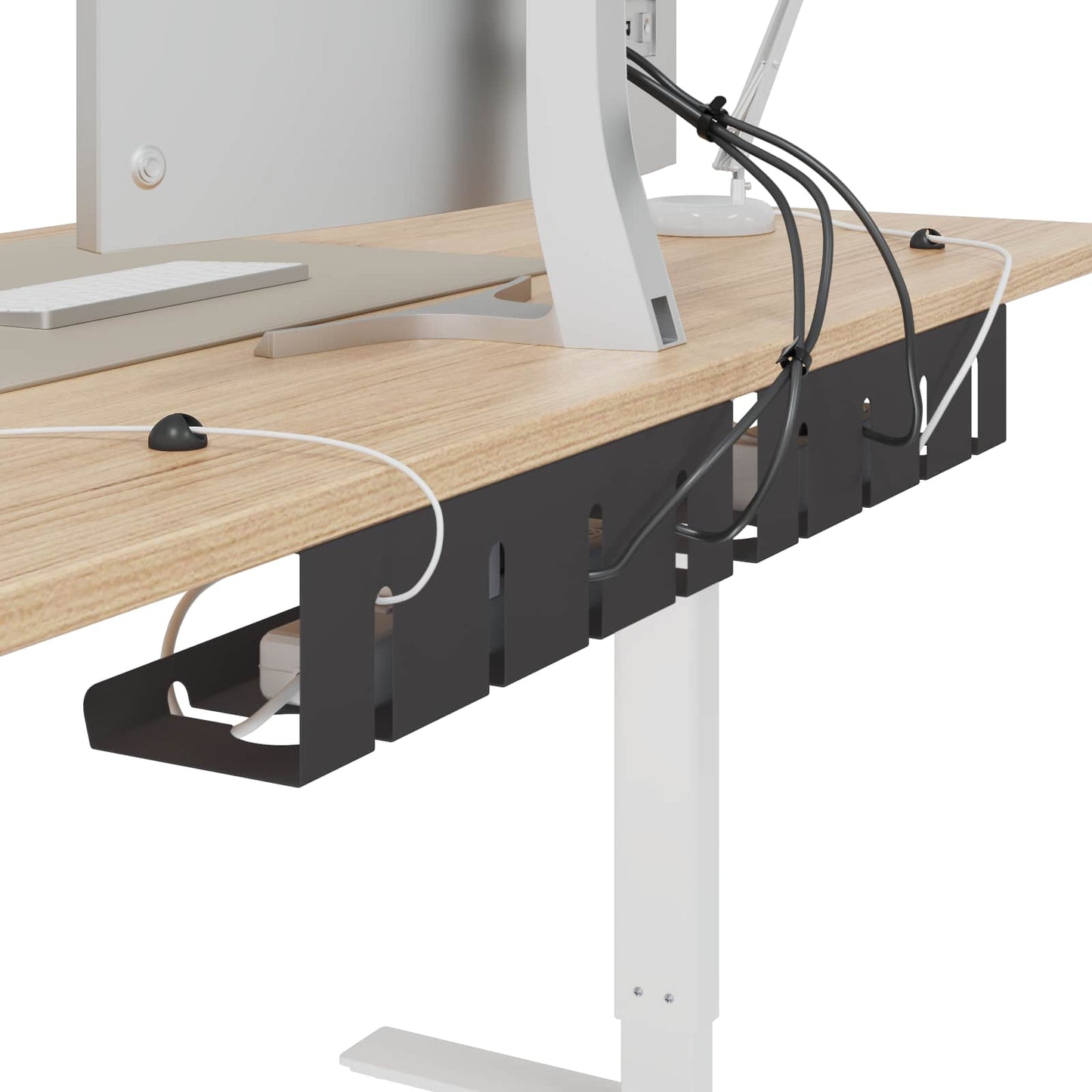 Under Desk Cable Management Tray 2 pcs Black 43 x 12 x 10 cm