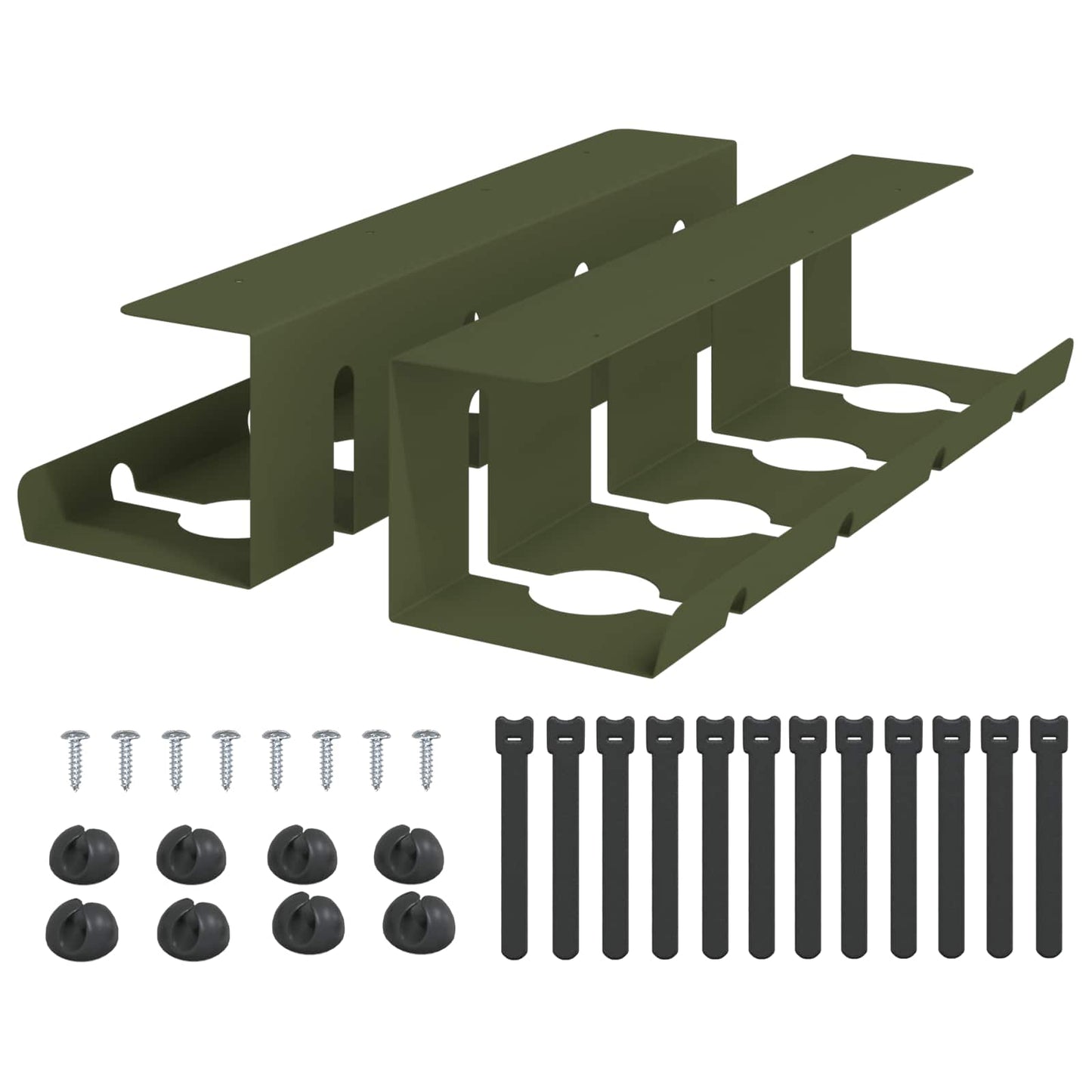 Under Desk Cable Management Tray 2 pcs Olive Green