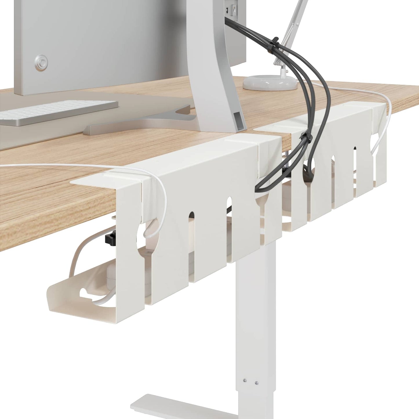 Under Desk Cable Management Tray 2 pcs White 43 x 10 x 15 cm