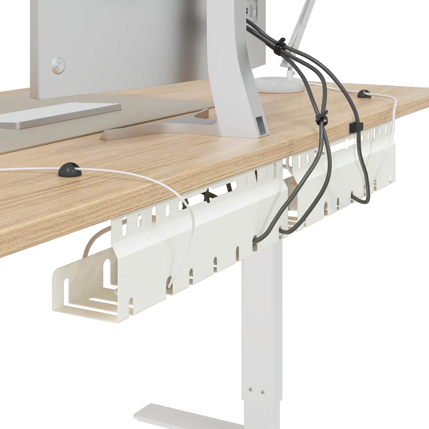 Under Desk Cable Management Tray 2 pcs White 43 x 9 x 11.5 cm