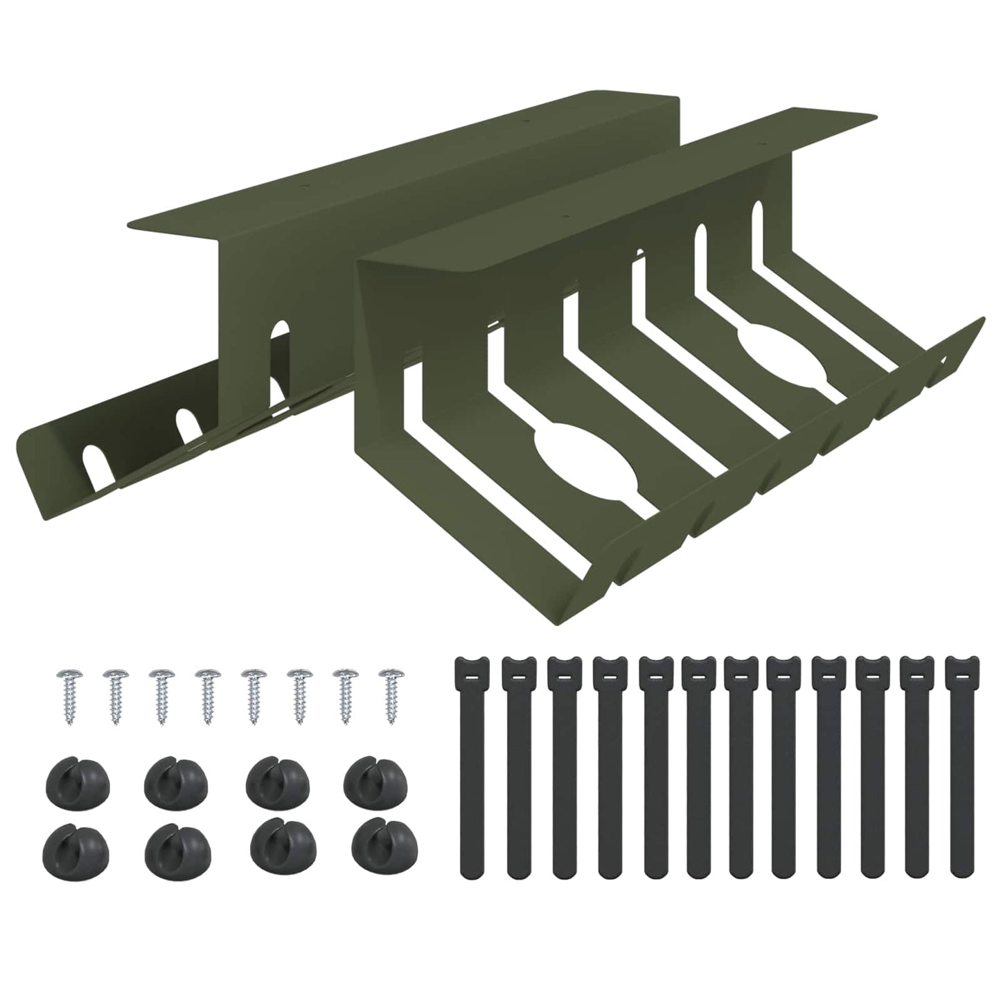 Under Desk Cable Management Tray 2 pcs Olive Green