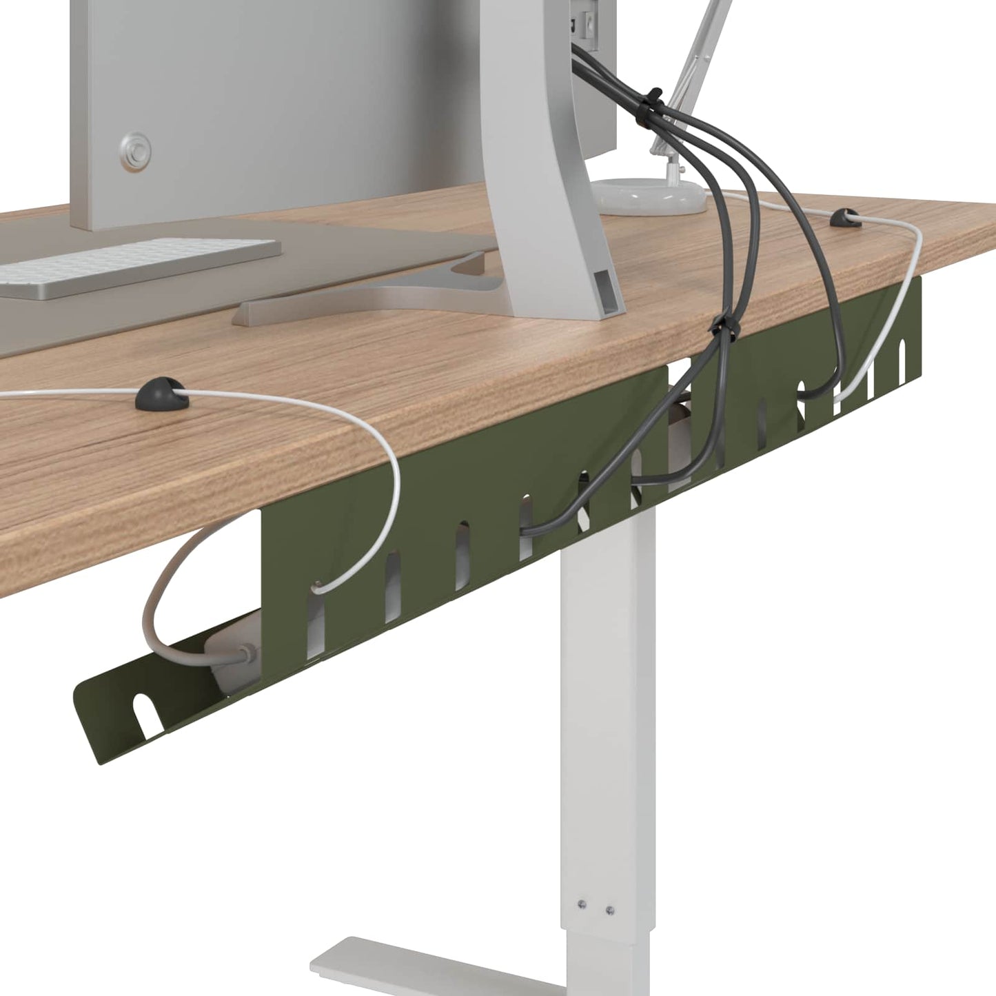 Under Desk Cable Management Tray 2 pcs Olive Green
