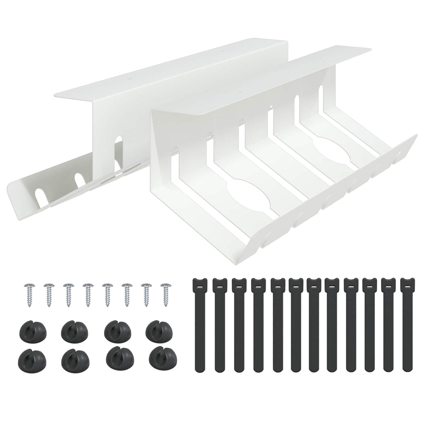 Under Desk Cable Management Tray 2 pcs White