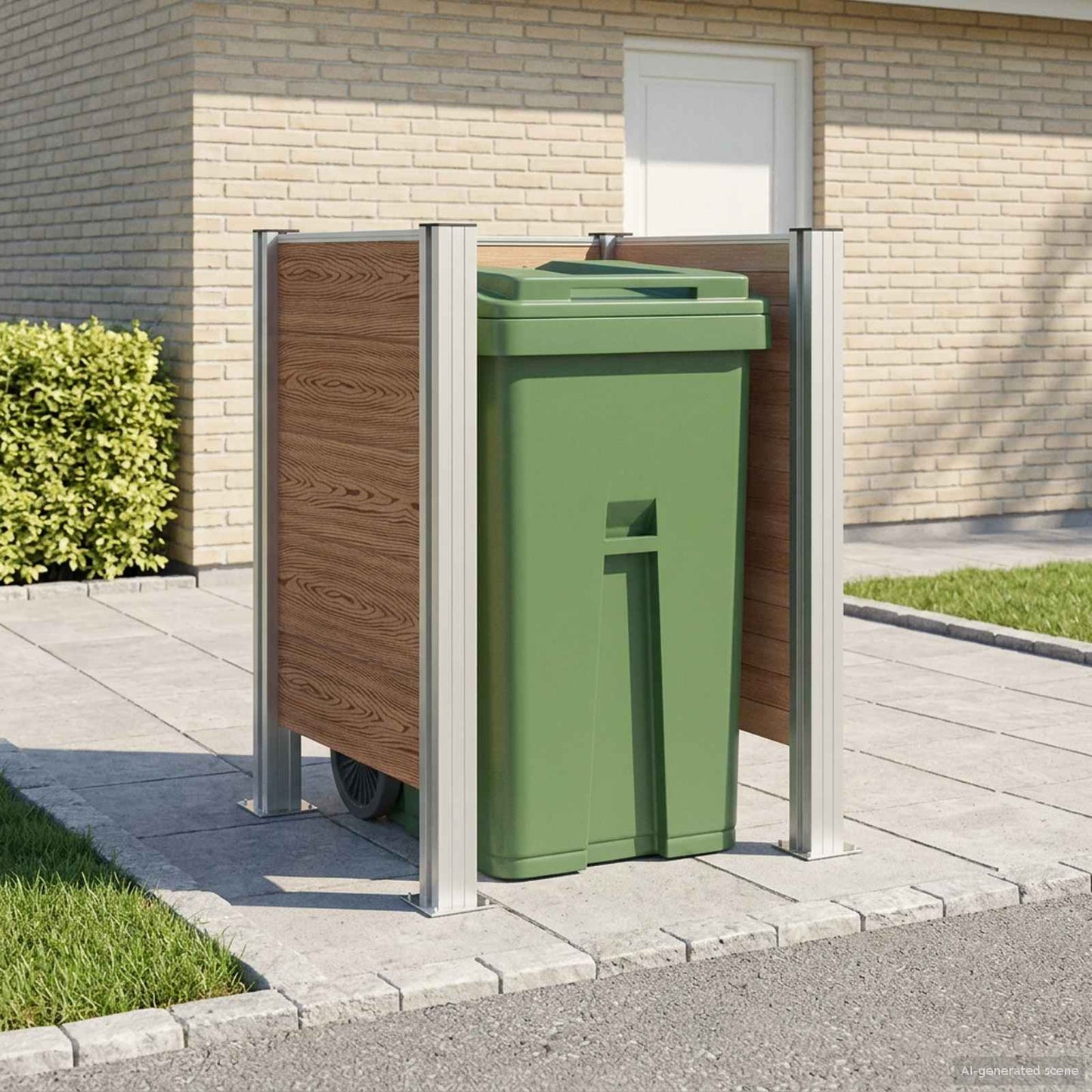 Garbage Bin Fence Brown 85 x 85 x 115 cm Aluminium and WPC