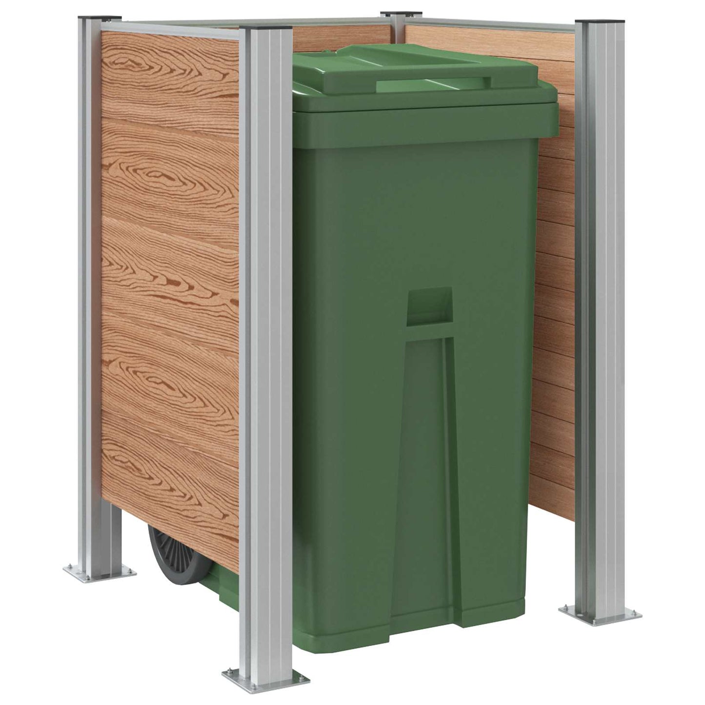 Garbage Bin Fence Brown 85 x 85 x 115 cm Aluminium and WPC