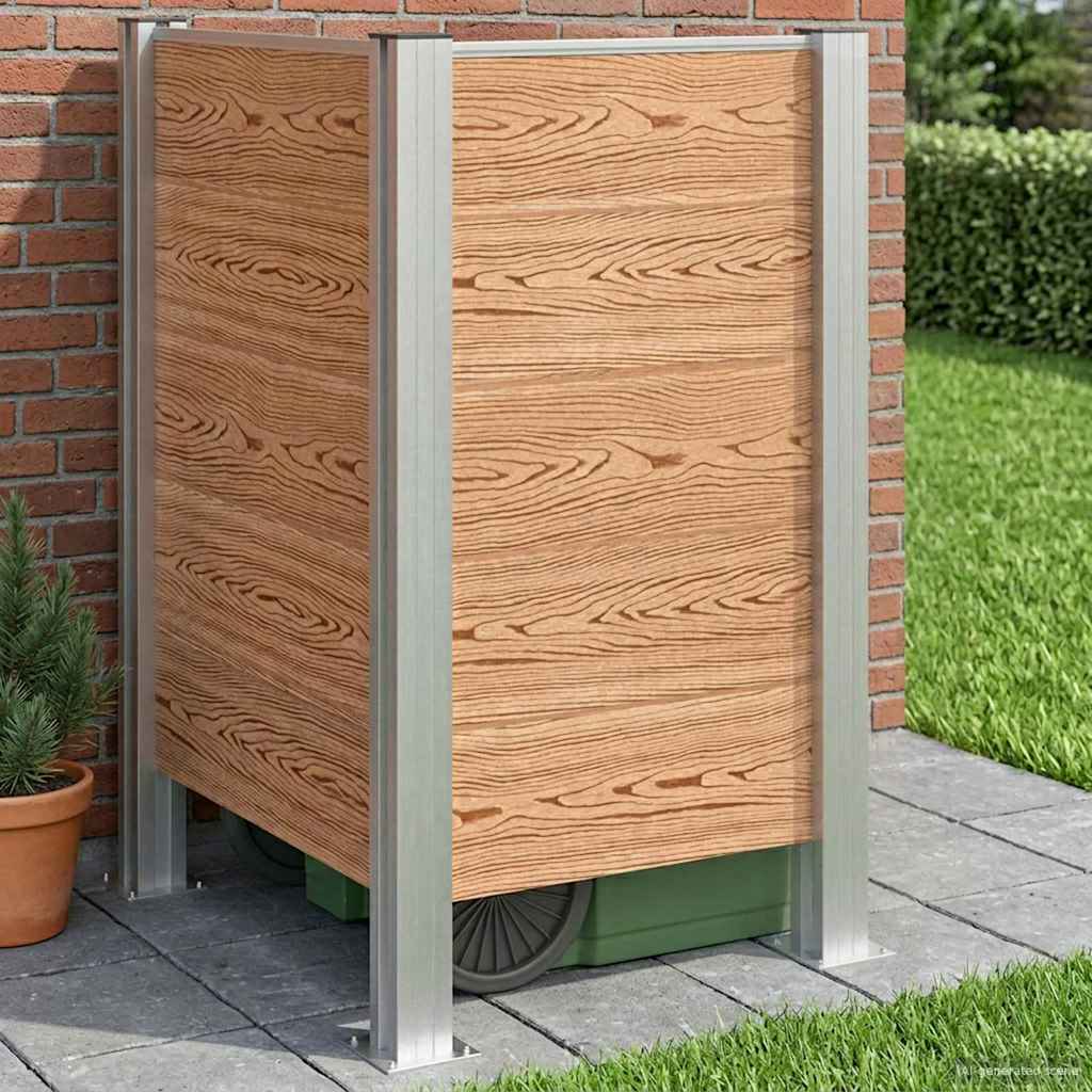 Garbage Bin Fence Brown 85 x 85 x 115 cm Aluminium and WPC