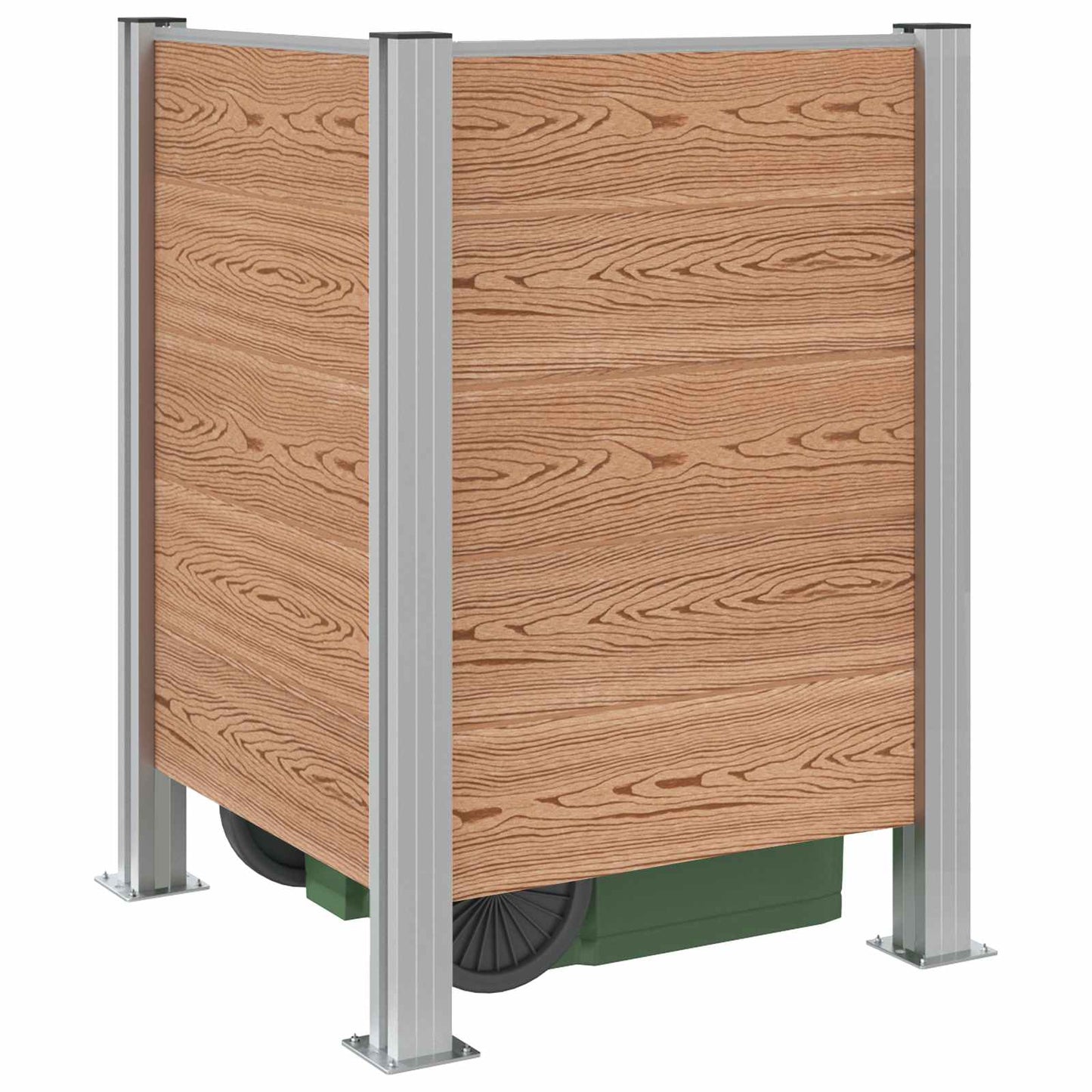 Garbage Bin Fence Brown 85 x 85 x 115 cm Aluminium and WPC