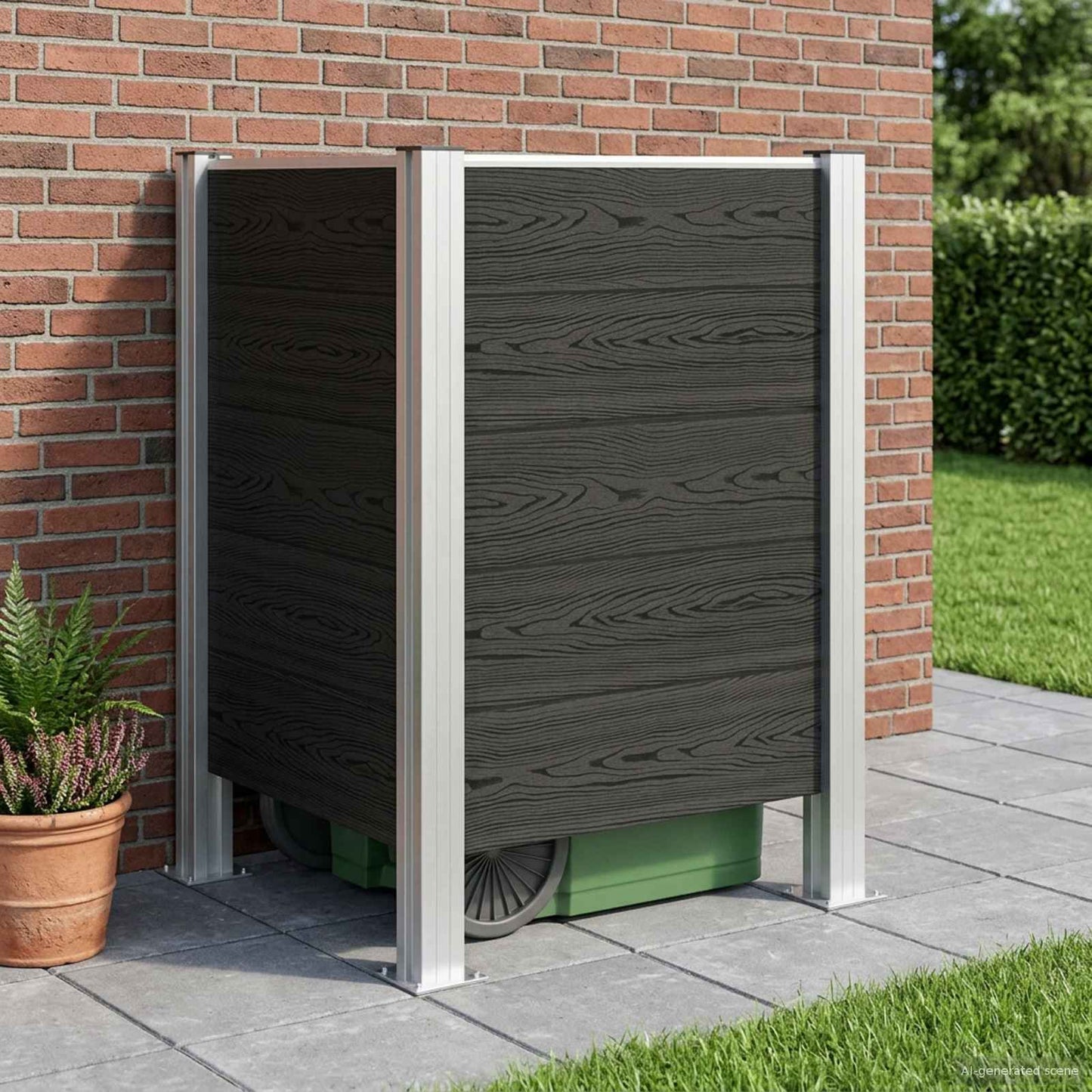 Garbage Bin Fence Grey 85 x 85 x 115 cm Aluminium and WPC