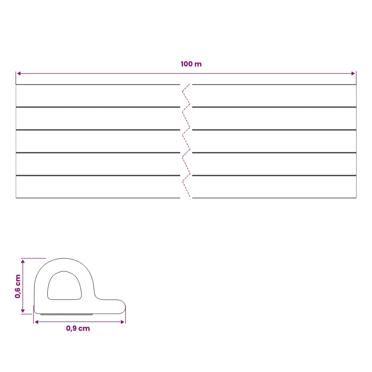 Self-Adhesive Window Seal White 9 x 6 mm 100 m EPDM Foam