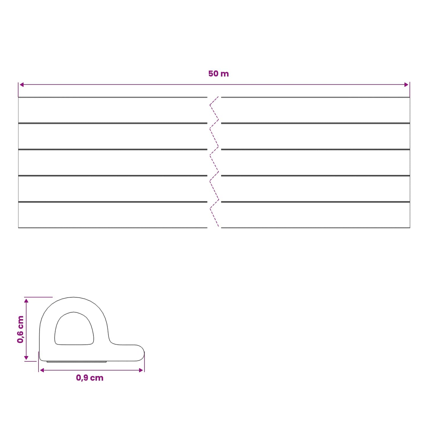 Self-Adhesive Window Seal Black 9 x 6 mm 50 m EPDM Foam