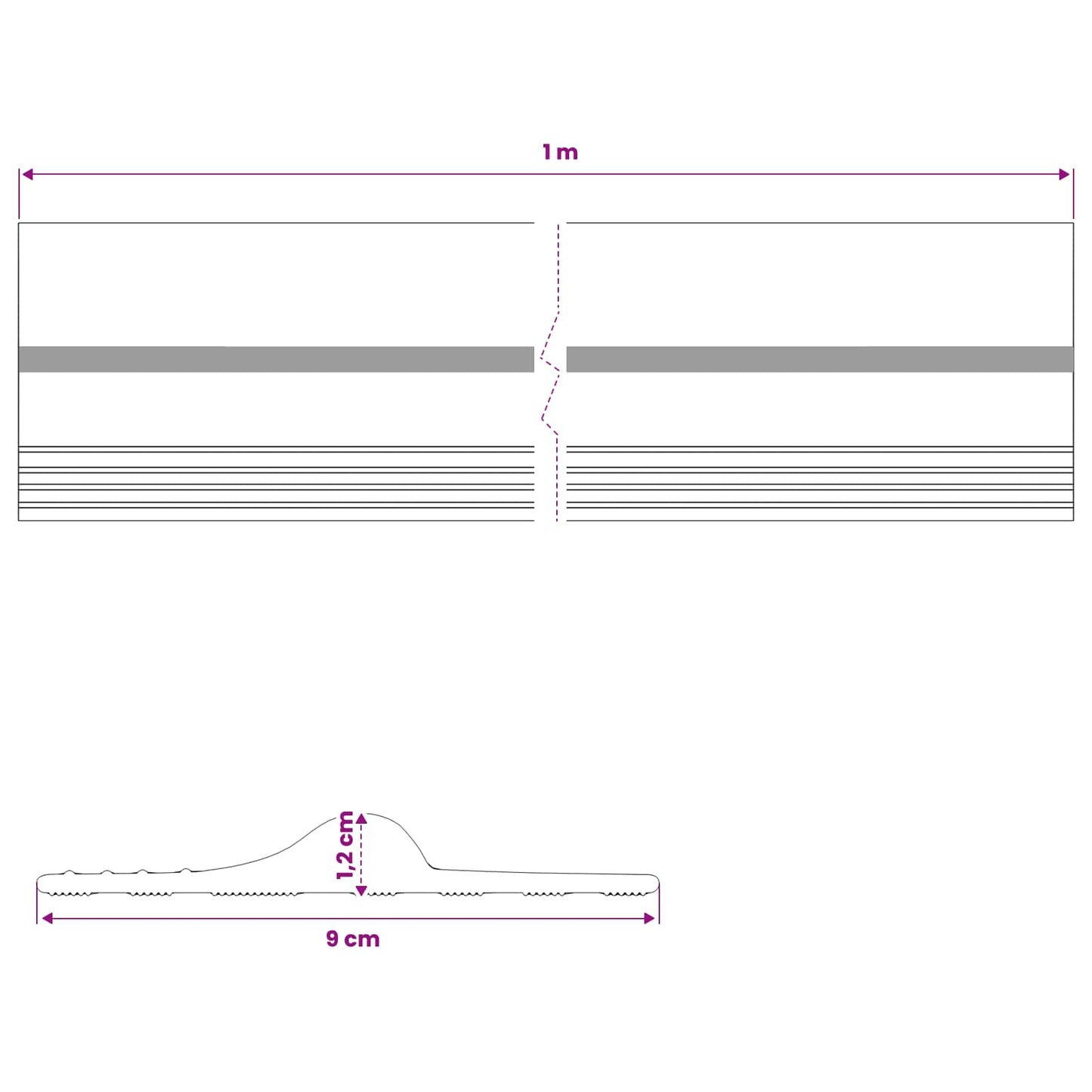 Garage Floor Seal Black and Yellow 12 x 90 mm 1 m PVC