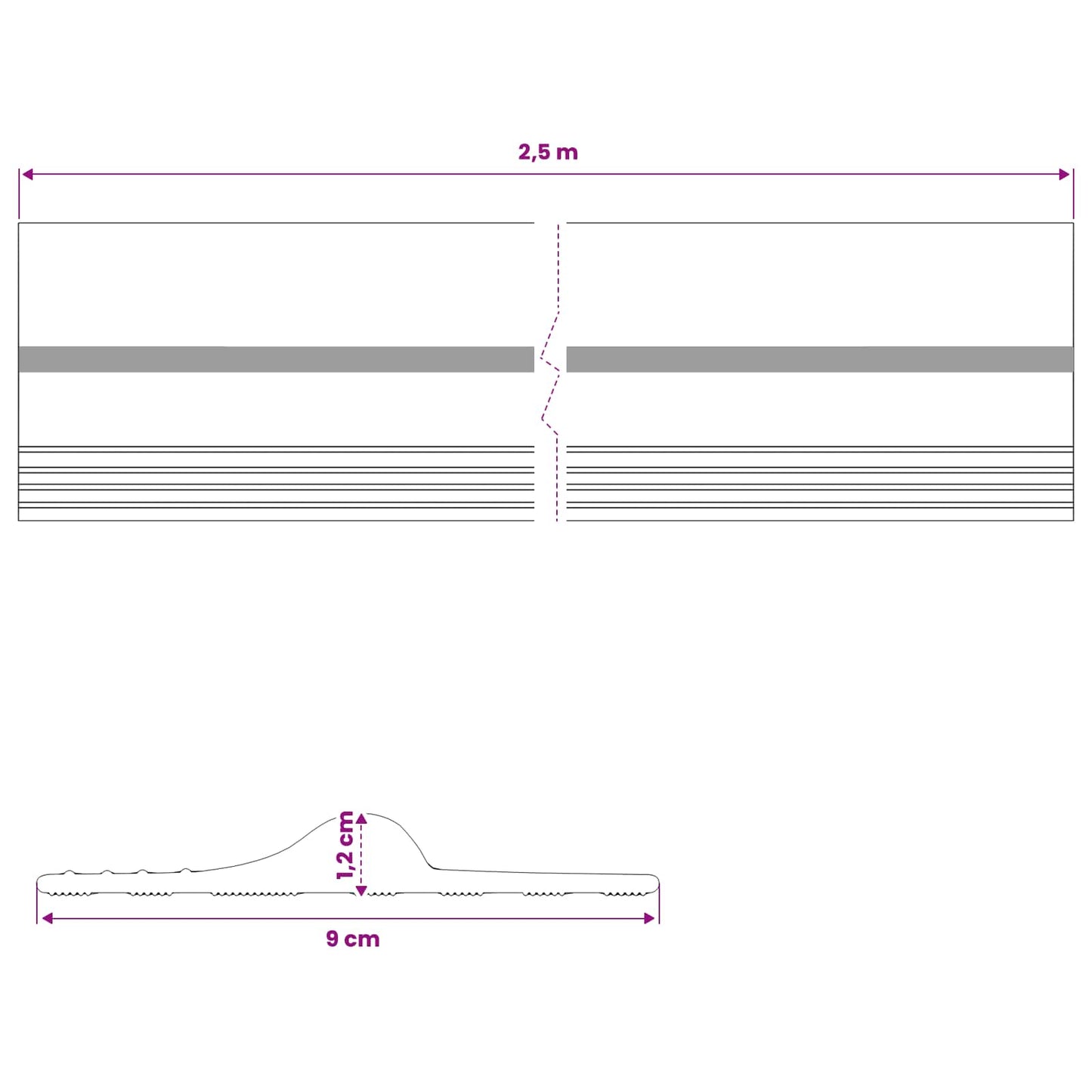 Garage Floor Seal Black and Yellow 12 x 90 mm 2.5 m PVC