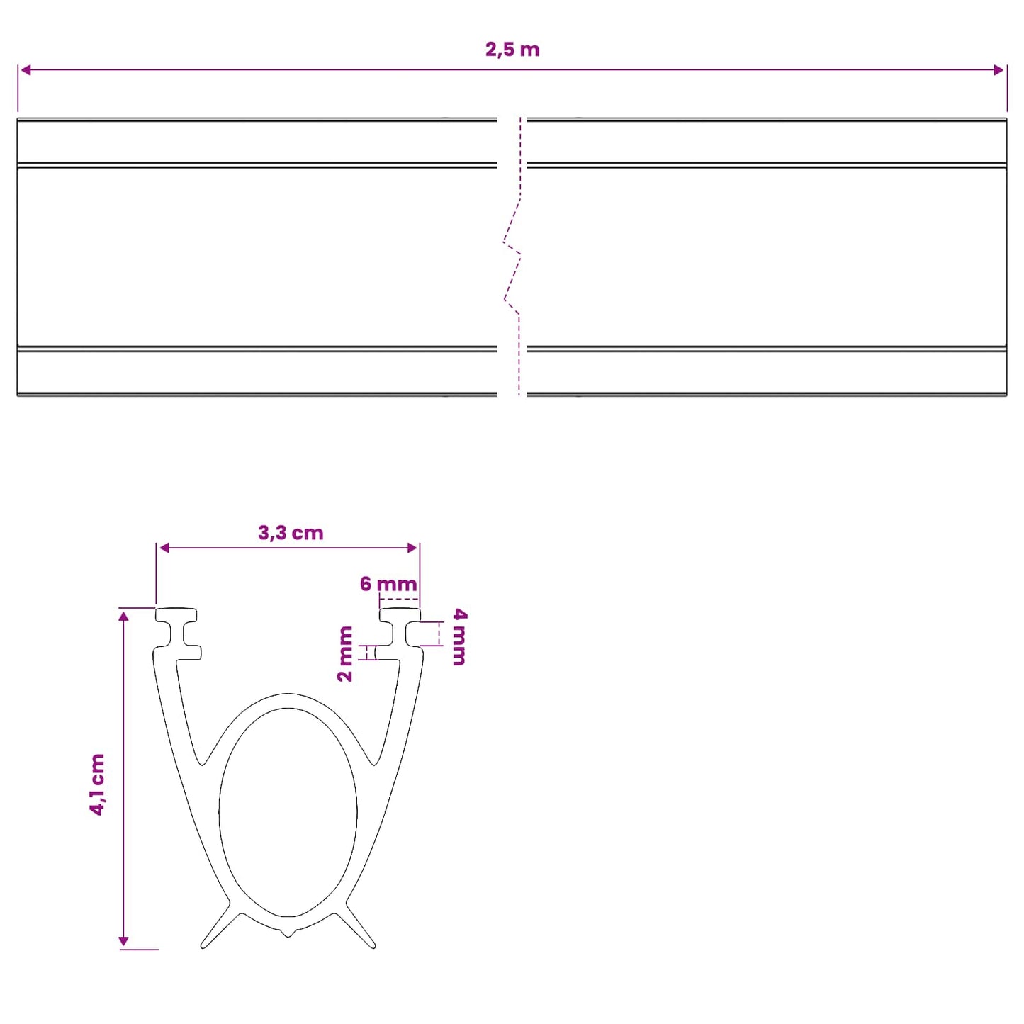Garage Door Seal Black 41 x 33 mm 2.5 m PVC