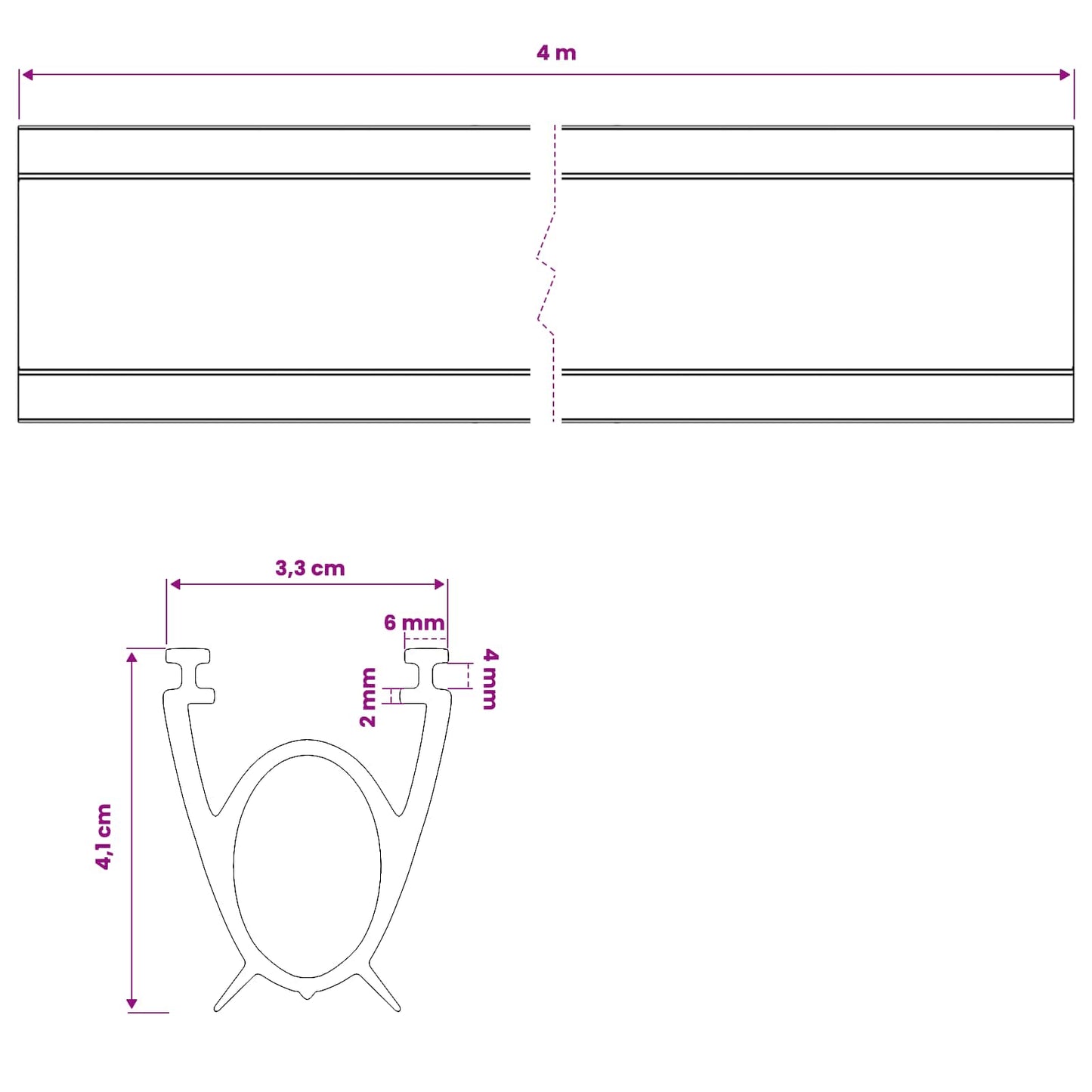 Garage Door Seal Black 41 x 33 mm 4 m PVC