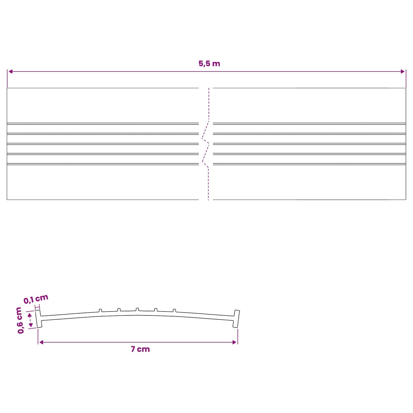 Garage Door Seal Black 70 x 6 mm 5.5 m PVC