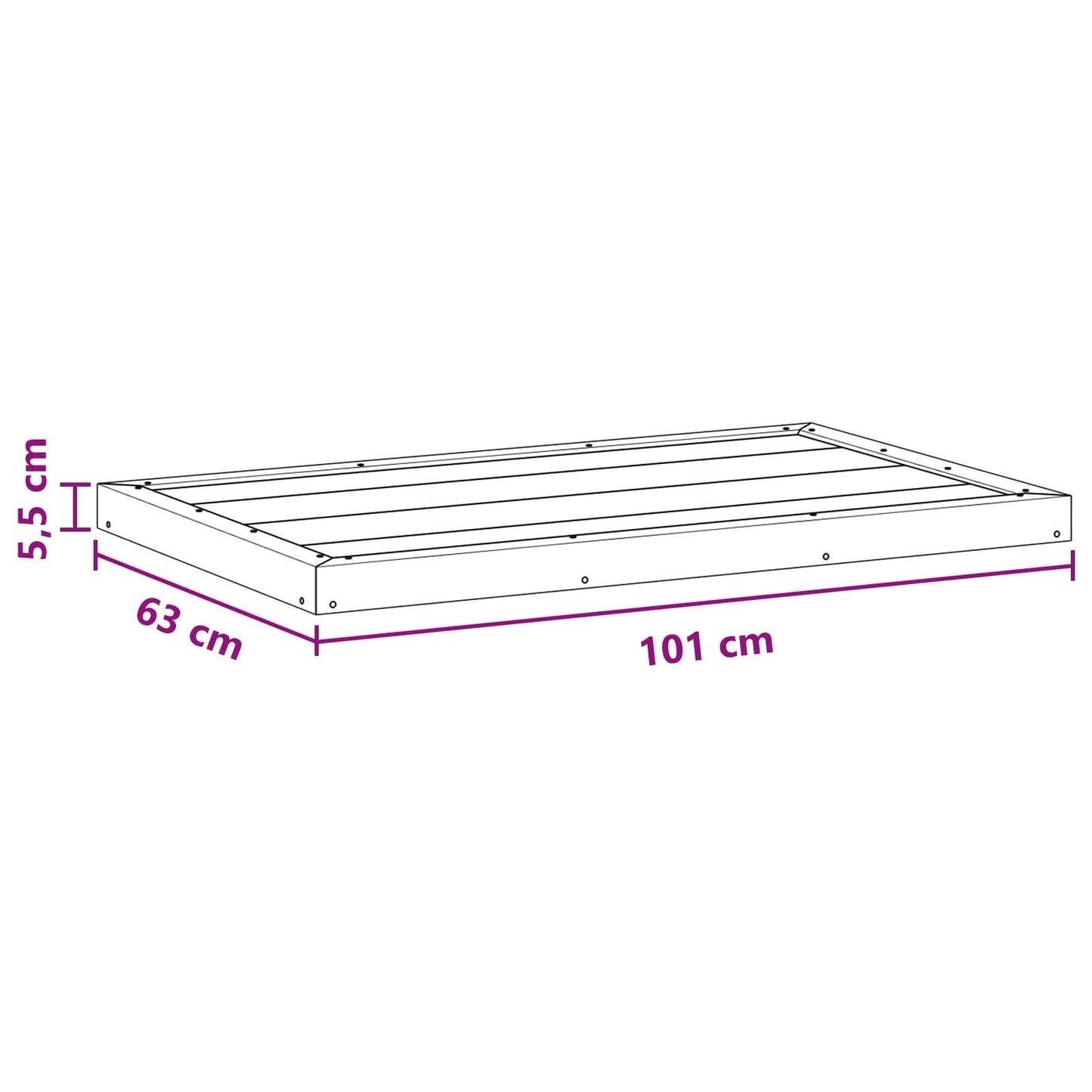 Shower Base Plate Black 101 x 63 x 5.5 cm WPC