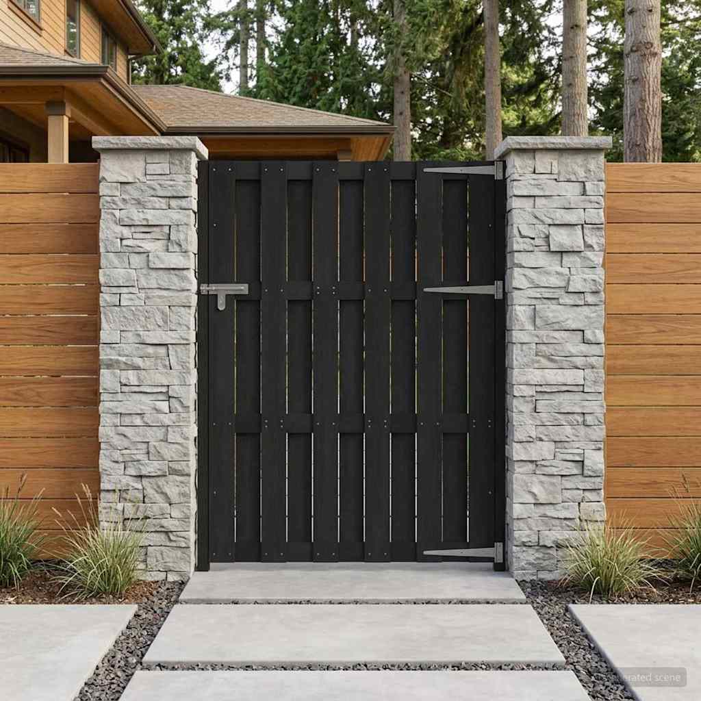 Garden Gate 100 x 150 cm WPC and Aluminium Black