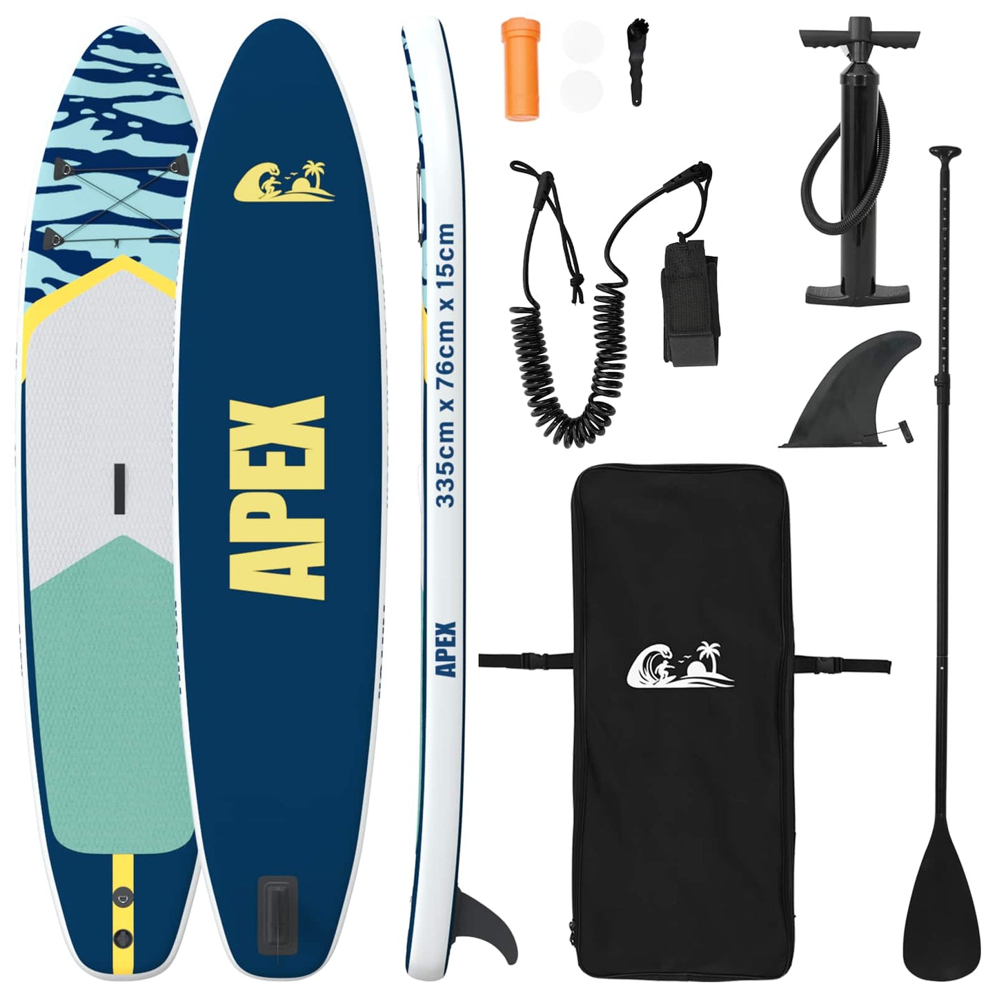 Inflatable Stand Up Paddle Board APEX 335 x 76 x 15 cm Blue for