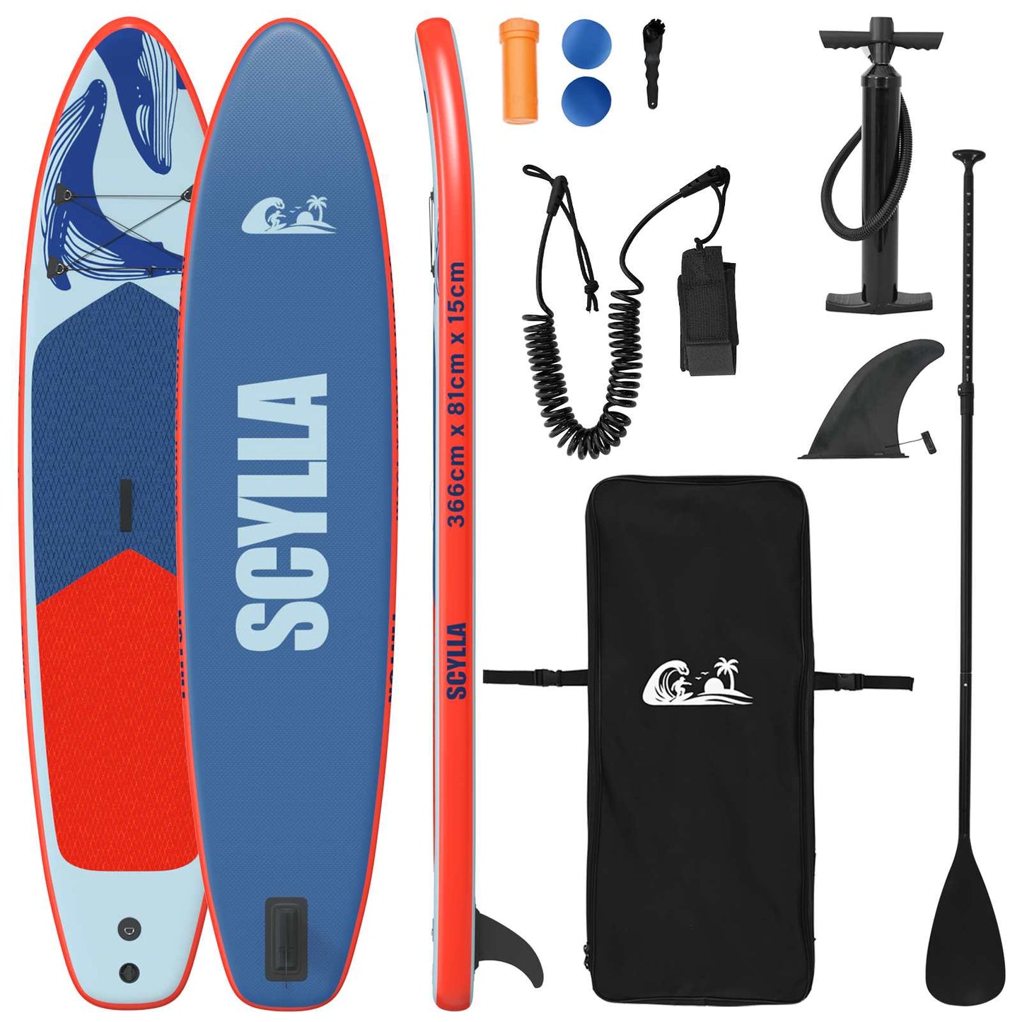 Inflatable Stand Up Paddle Board SCYLLA 366 x 81 x 15 cm Blue
