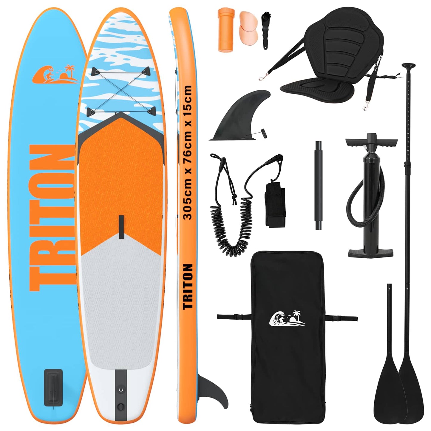 SUP Board with Seat 2-in-1 TRITON 305 x 76 x 15 cm Blue for