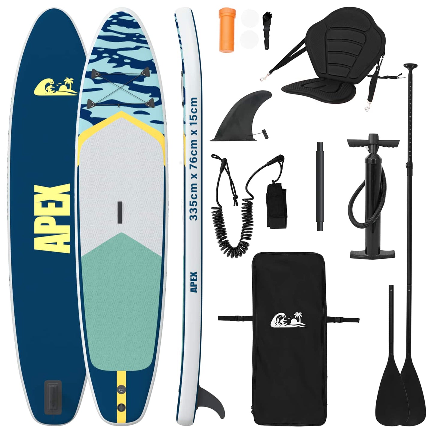 SUP Board with Seat 2-in-1 APEX 335 x 76 x 15 cm Blue for