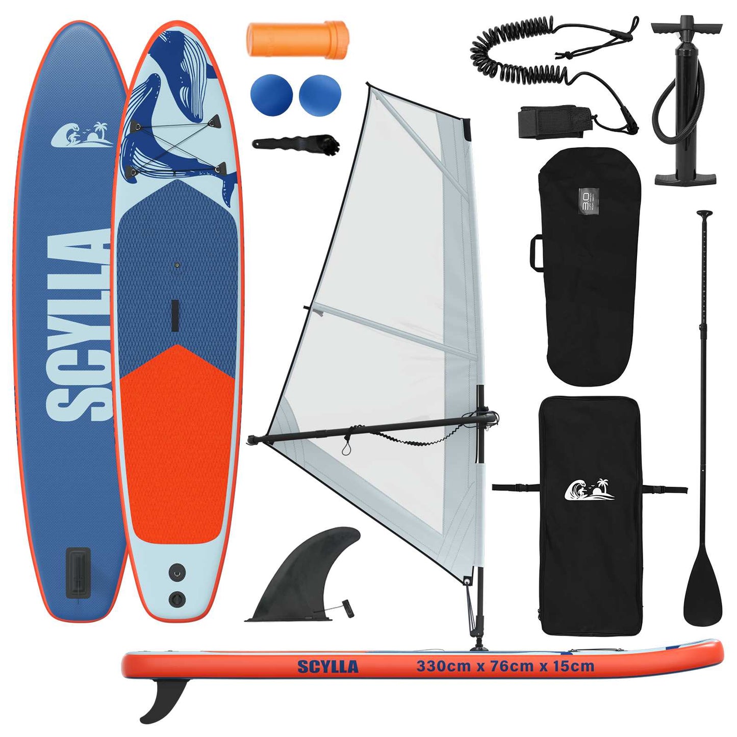 Inflatable SUP Board with Sail SCYLLA 330 x 76 x 15 cm Blue for