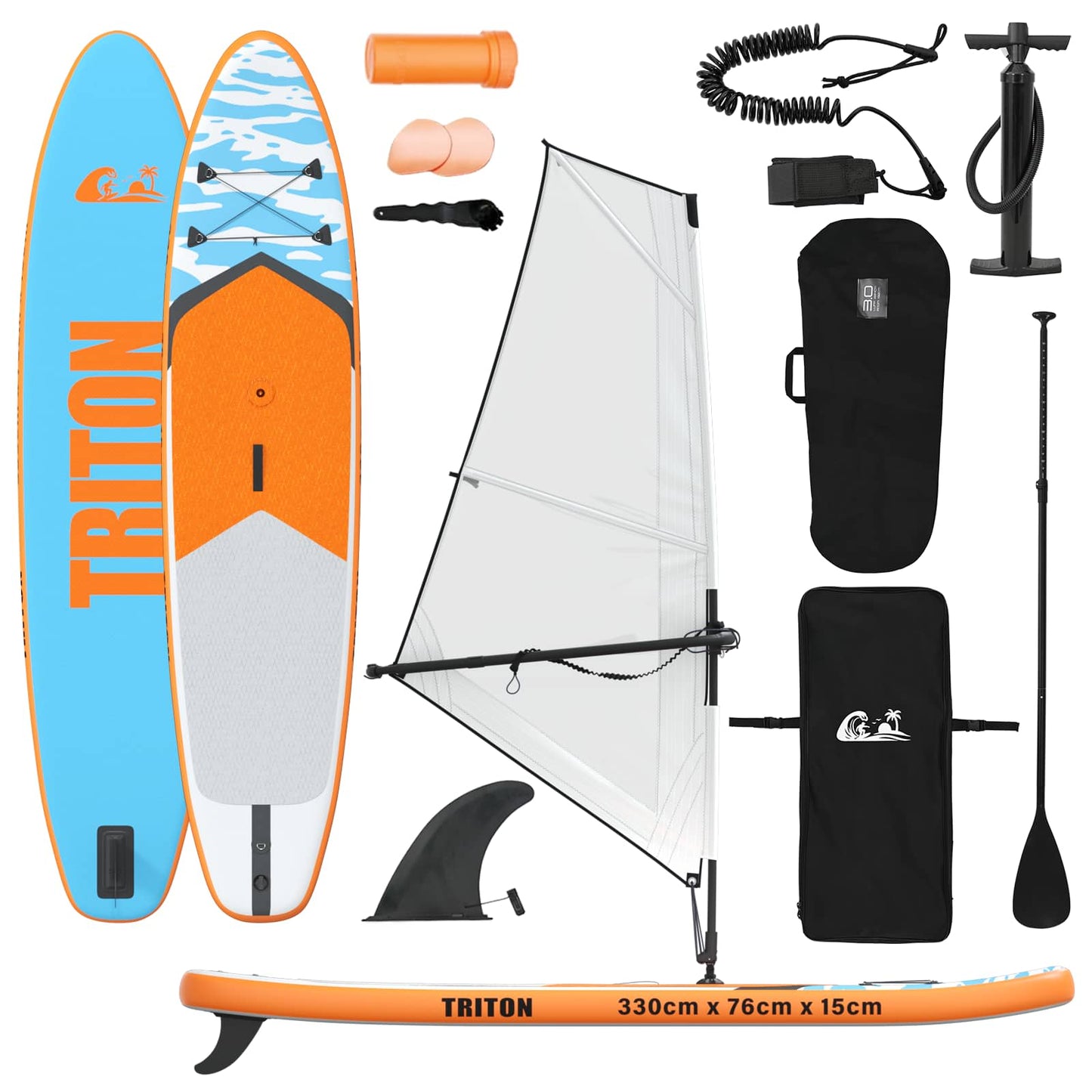 Inflatable SUP Board with Sail TRITON 330 x 76 x 15 cm Blue for