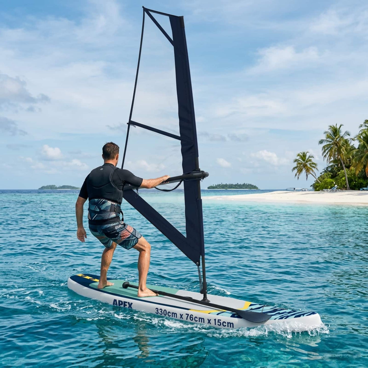 Inflatable SUP Board with Sail APEX 330 x 76 x 15 cm Blue for