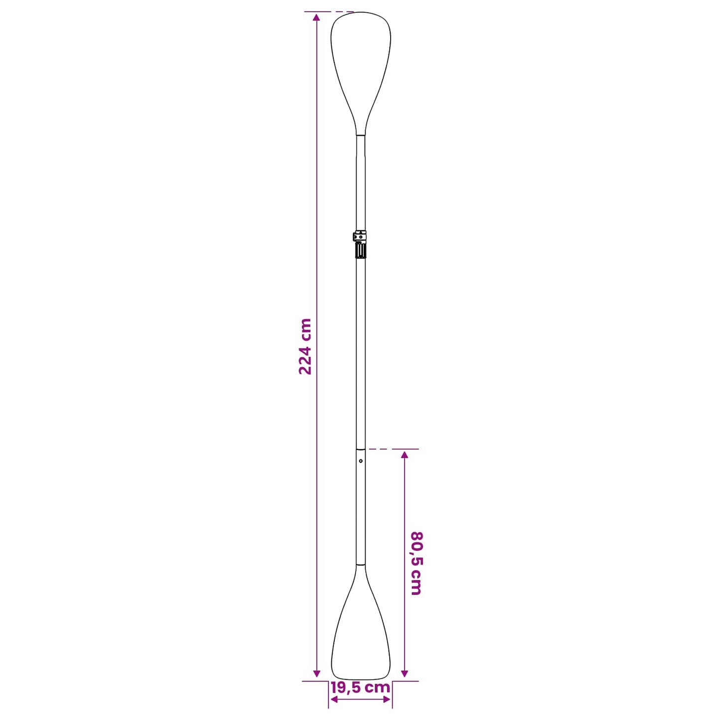 2 in 1 Kayak & SUP Paddle 203 x 19.5 cm Black