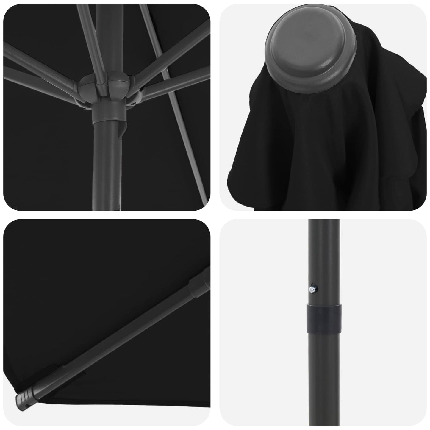 Garden Parasol 230 x 230 cm Polyester Rectangular Black