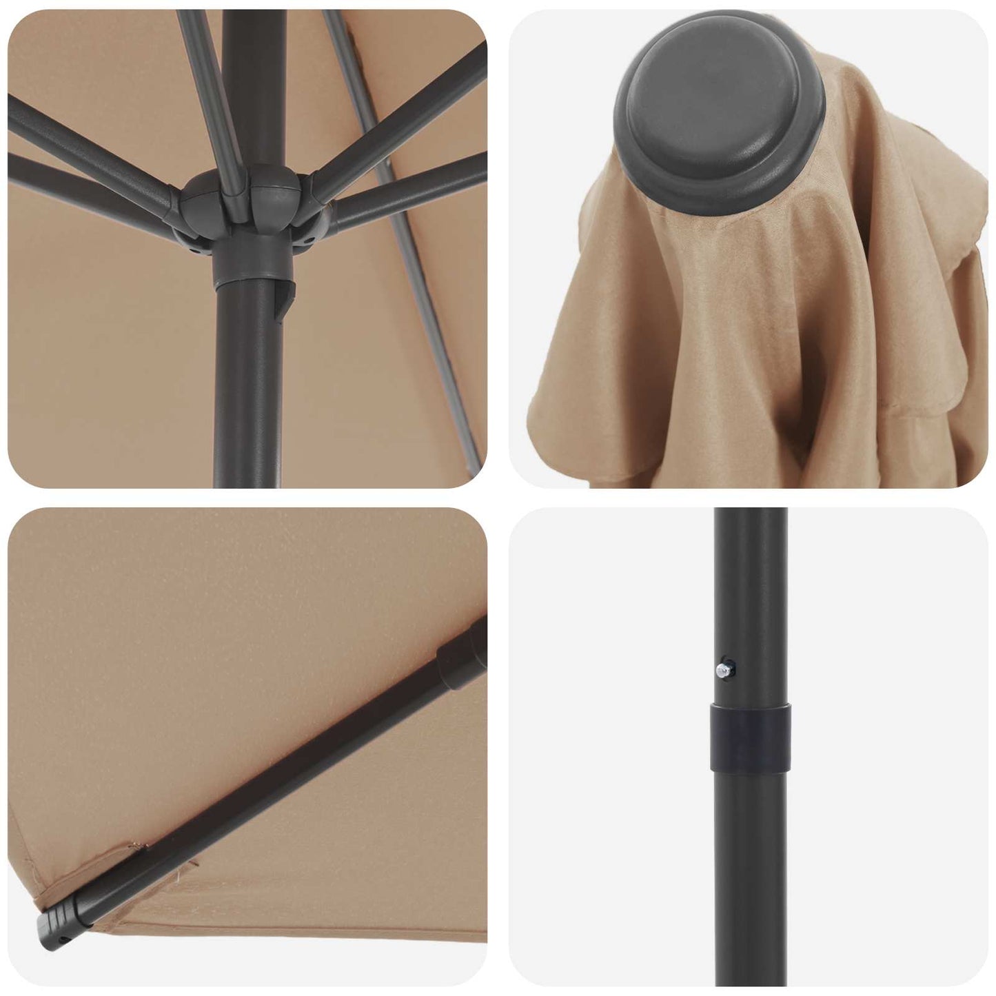 Garden Parasol 270 x 270 cm Polyester Rectangular Taupe