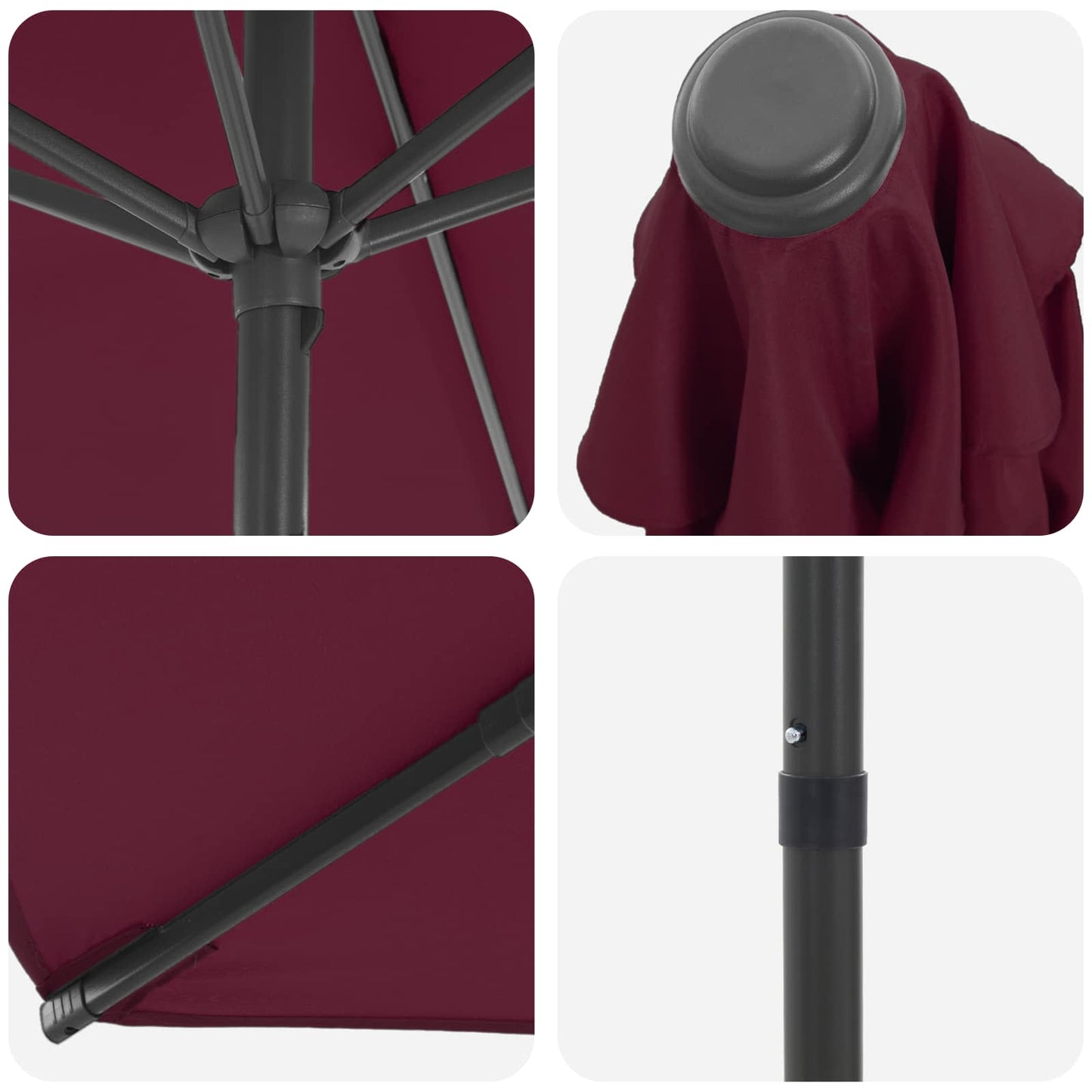 Garden Parasol 270 x 270 cm Polyester Rectangular Bordeaux Red