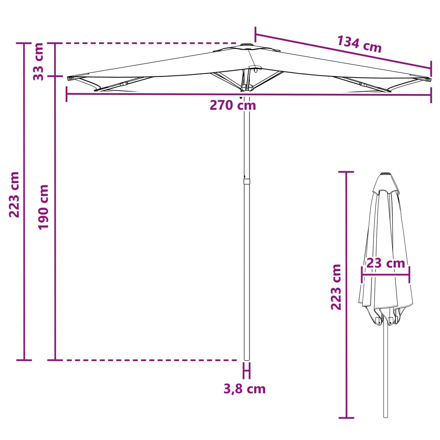 Garden Parasol 270 x 270 cm Polyester Rectangular Bordeaux Red