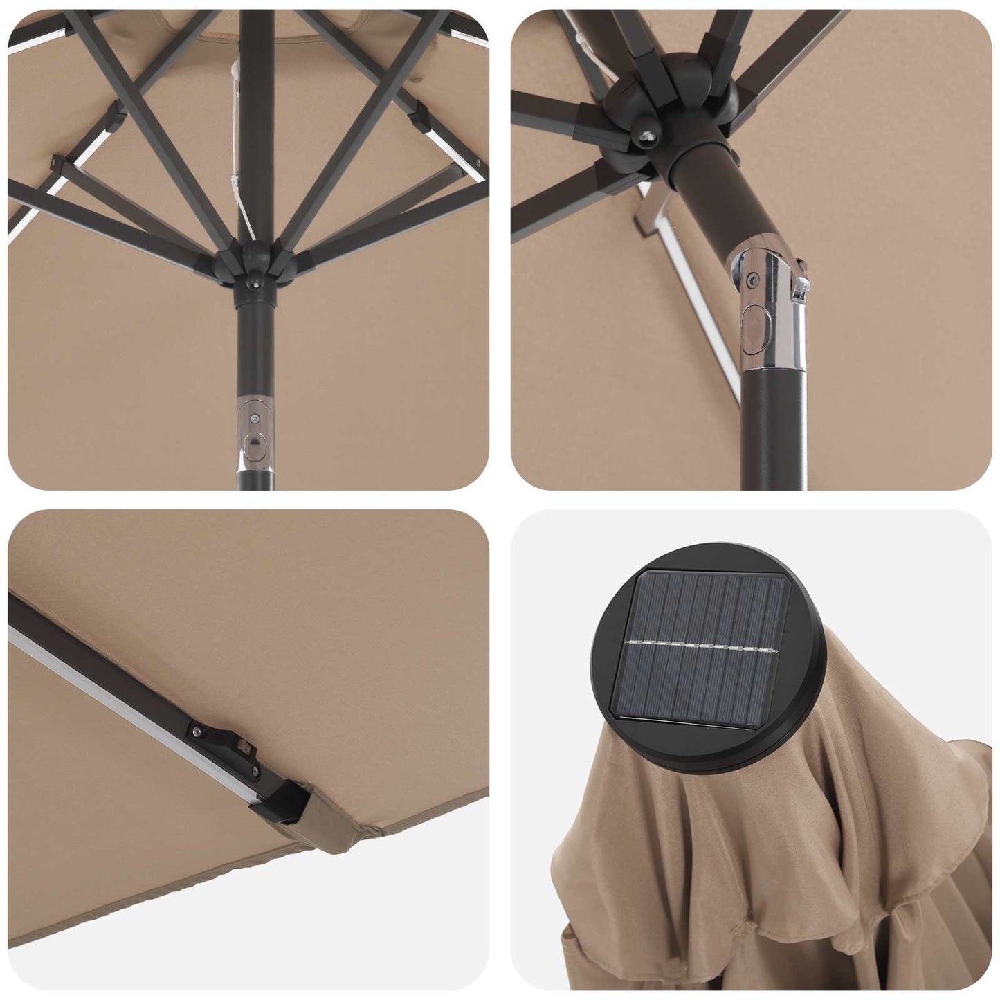 Garden Parasol with LED Lights and Base 200 x 300 cm Polyester
