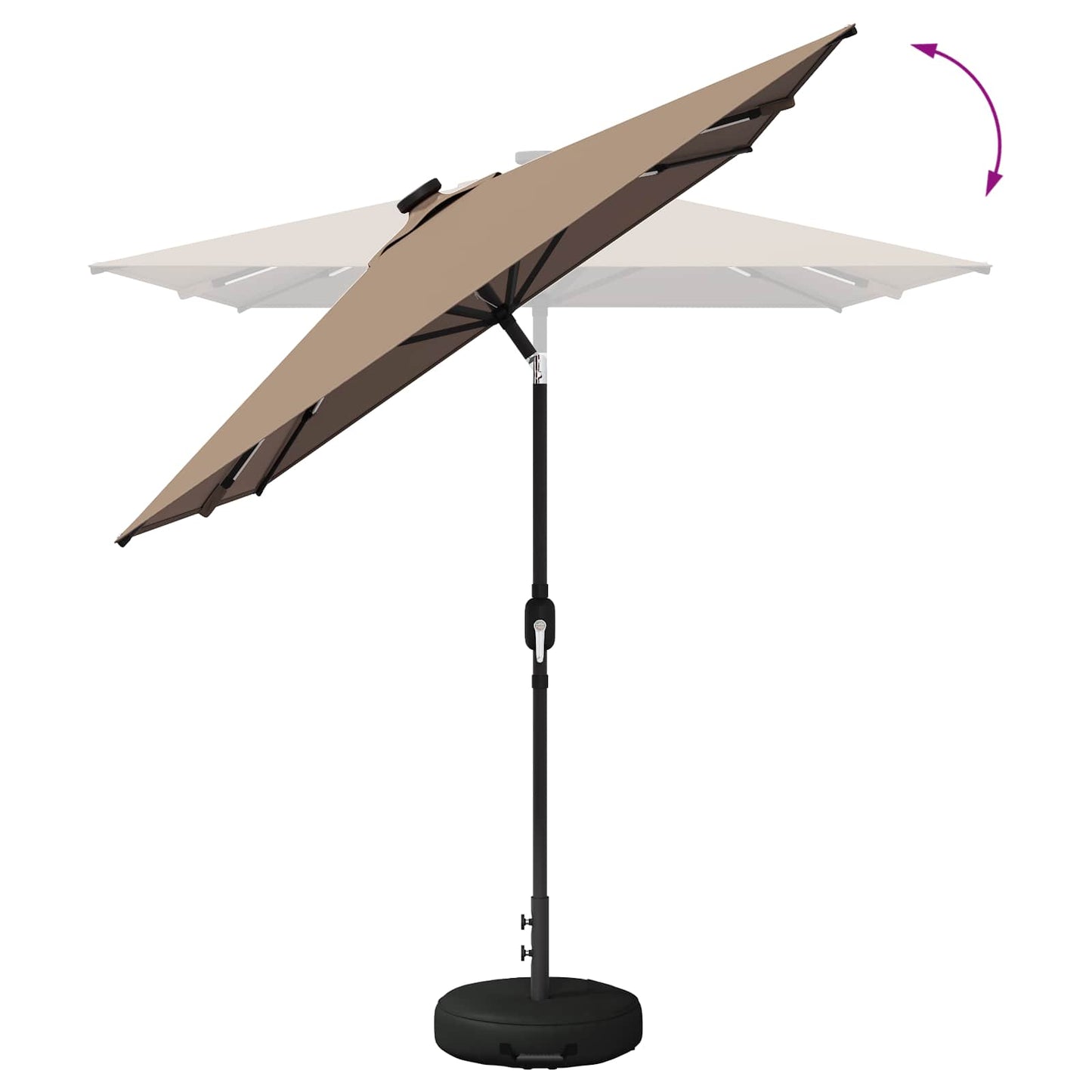 Garden Parasol with LED Lights and Base 200 x 300 cm Polyester