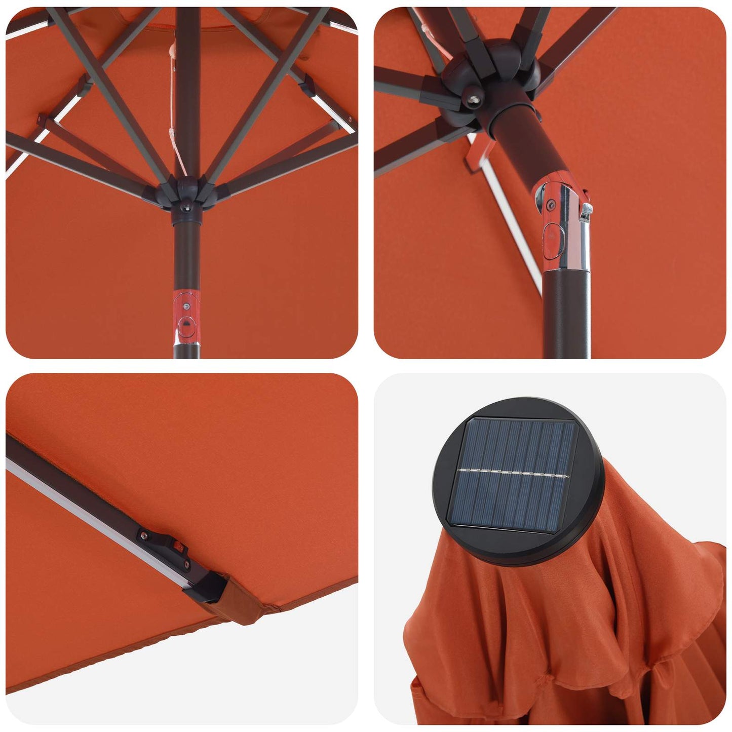 Garden Parasol with LED Lights and Base 200 x 300 cm Polyester